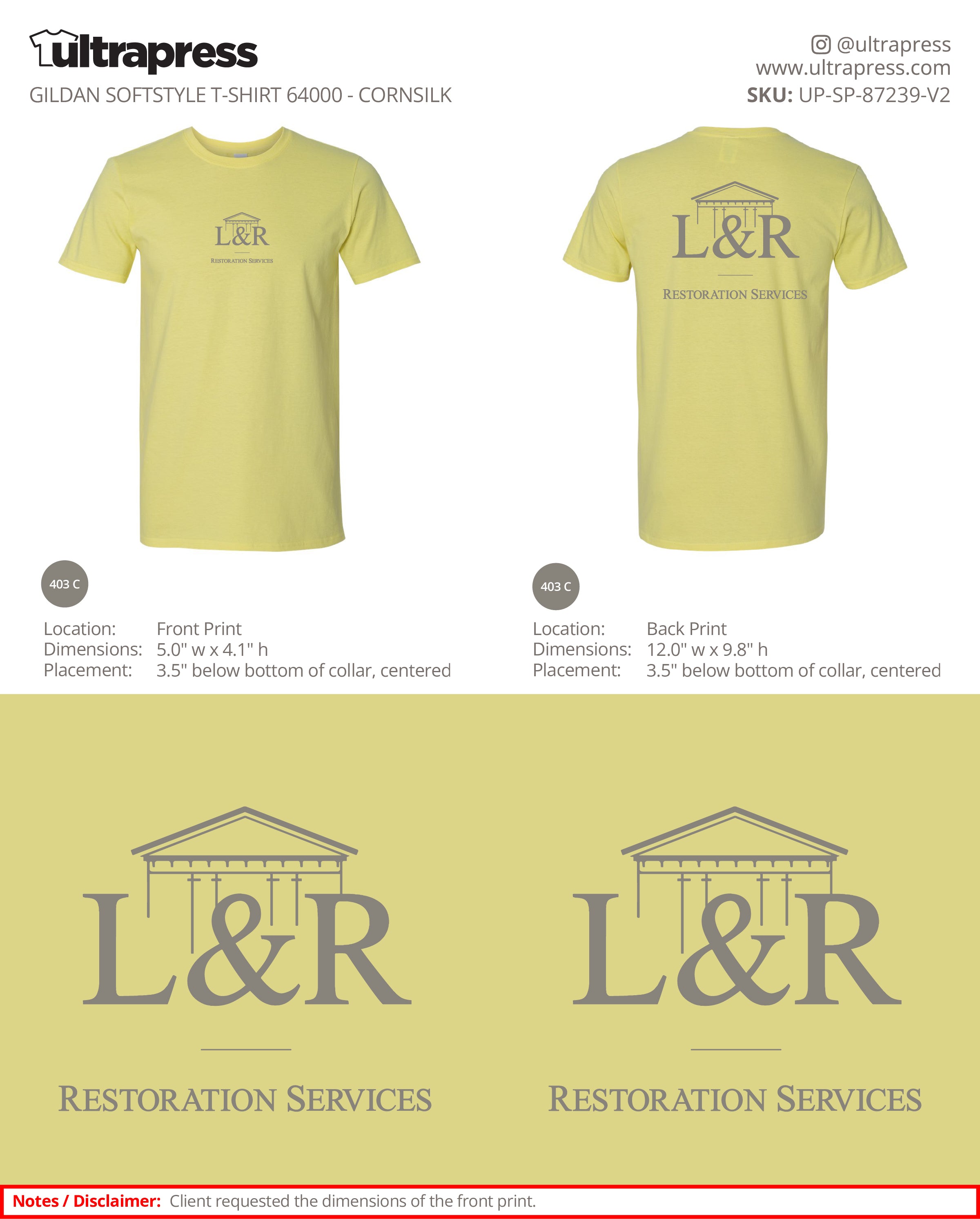 UP-SP-87239 L&R Restoration Services - Christopher Herba - 100 Min Qty - Package Deal (Bulk)