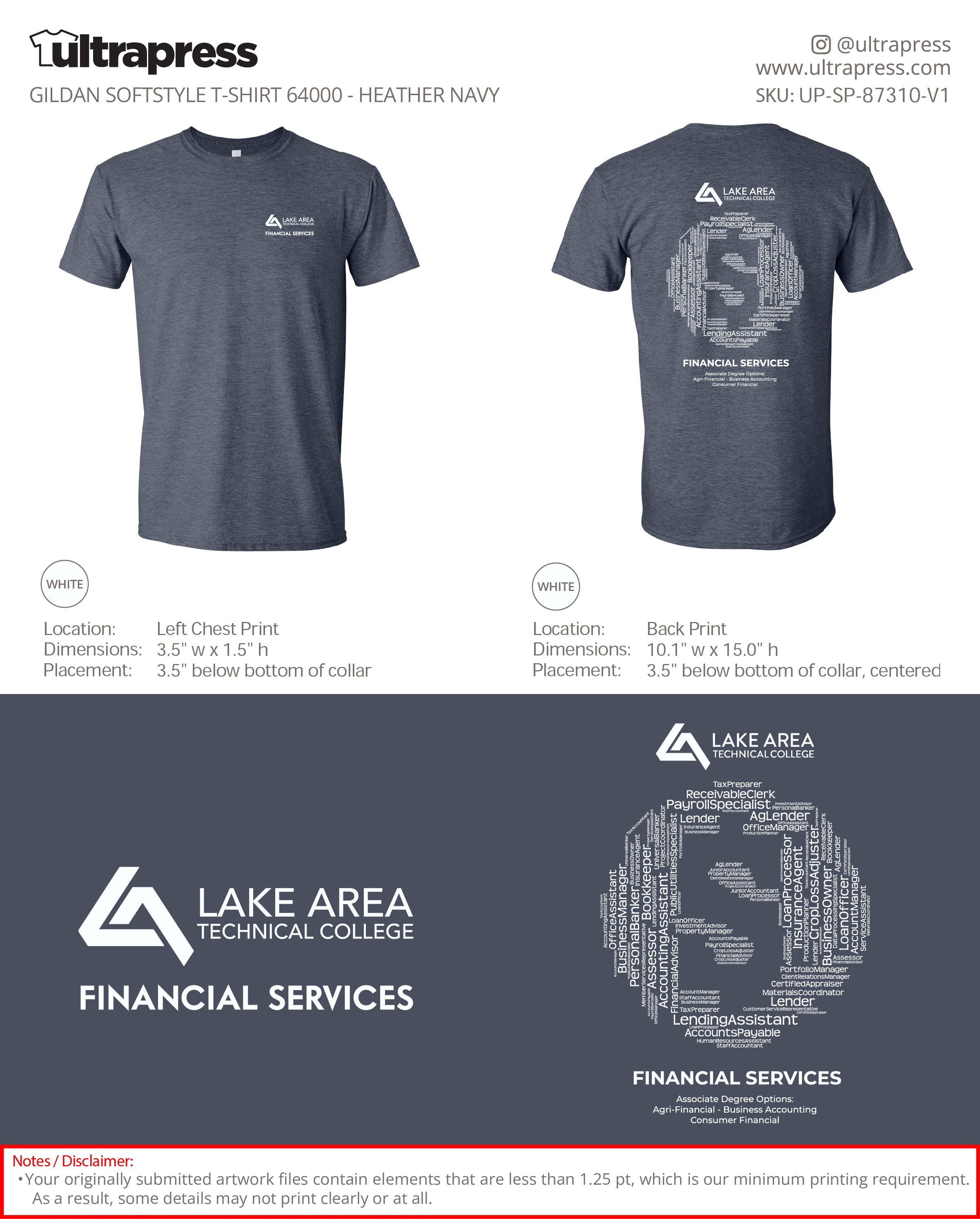 UP-SP-87310 Lake Area Technical College (Front and Back) - Lorna Hofer - 100 Min Qty - Package Deal (Bulk)