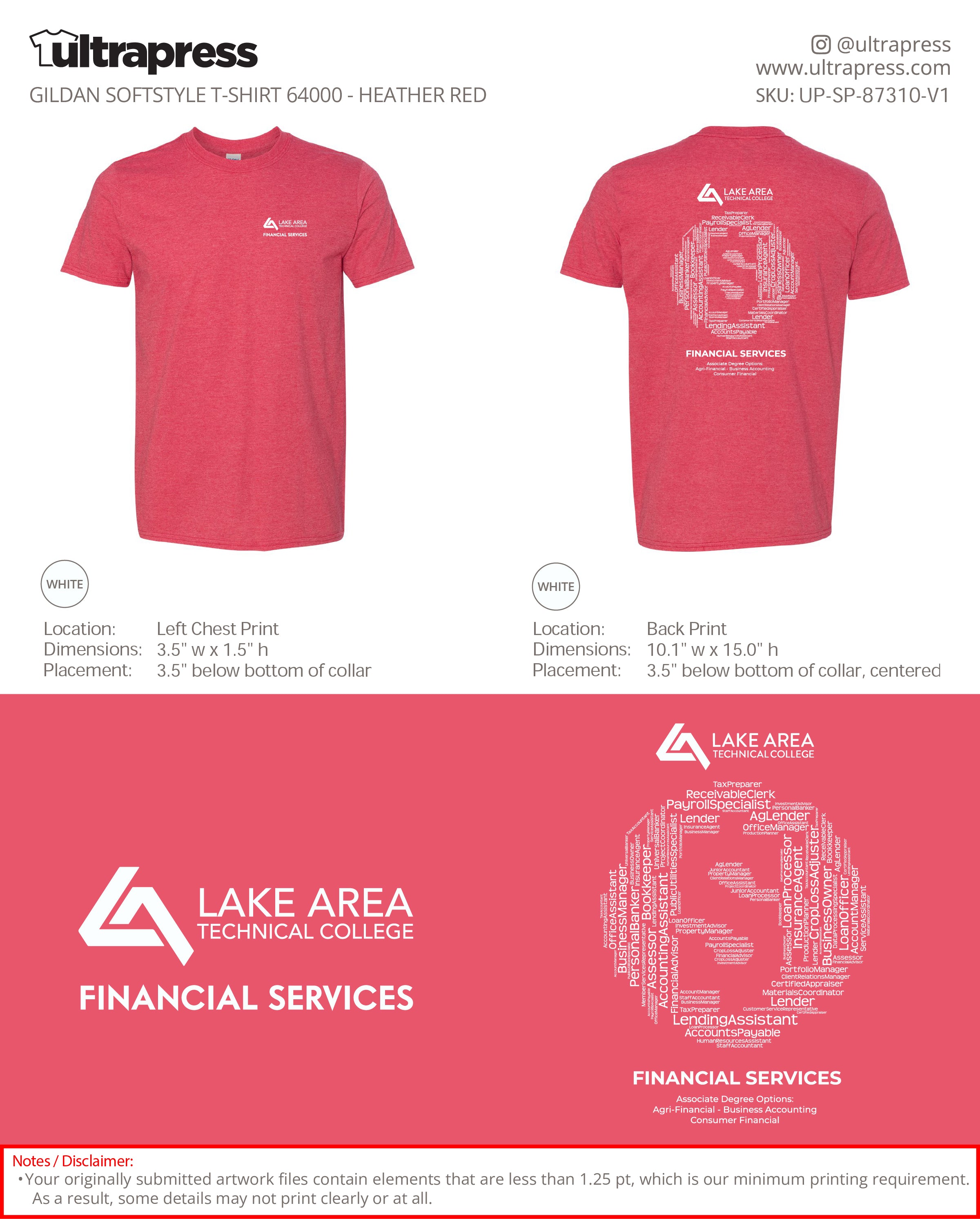 UP-SP-87310 Lake Area Technical College (Front and Back) - Lorna Hofer - 100 Min Qty - Package Deal (Bulk)