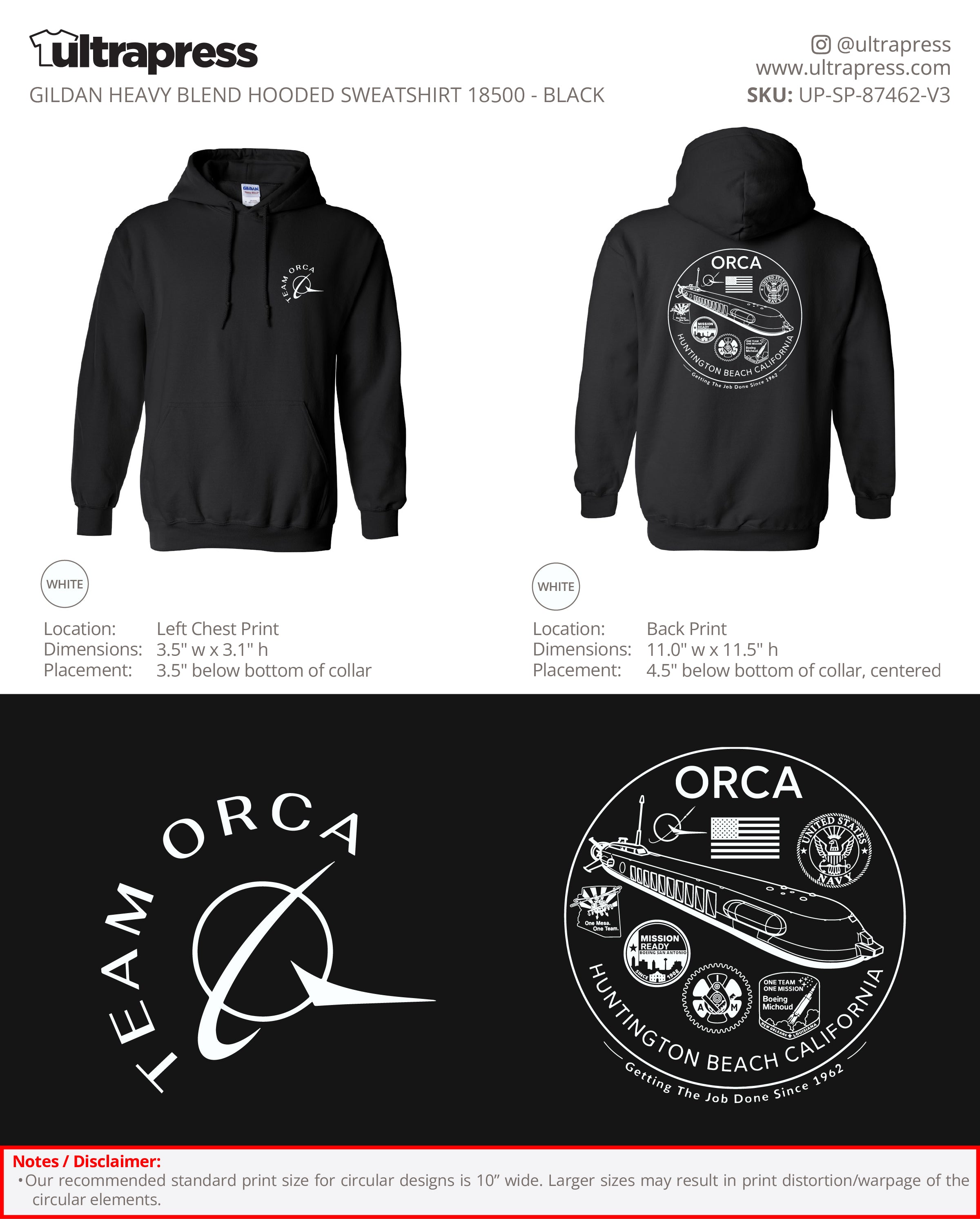 UP-SP-87462 Team Orca 2026 Hoodies - Steve Molenda - 50 Min Qty - Package Deal (Bulk)