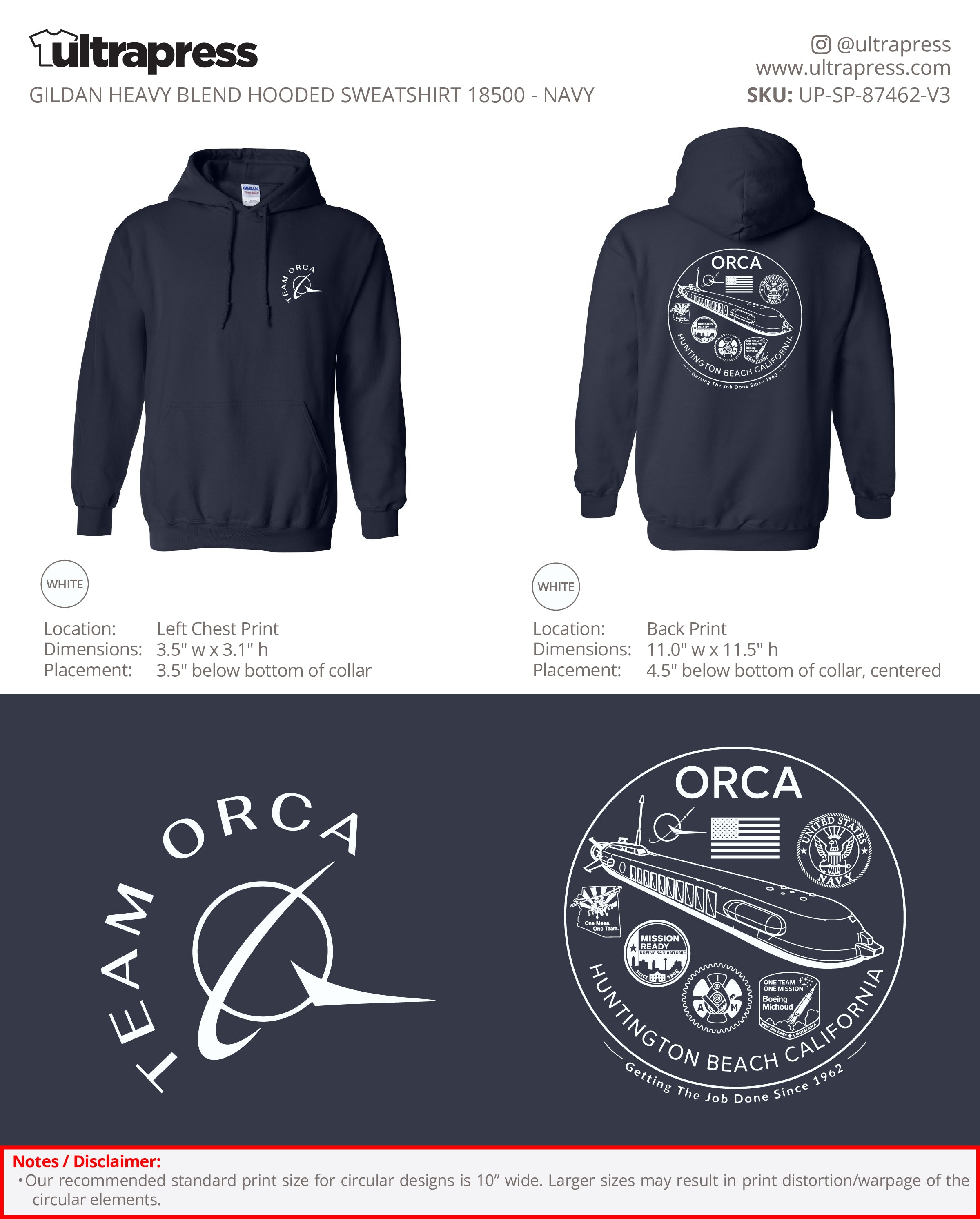 UP-SP-87462 Team Orca 2026 Hoodies - Steve Molenda - 50 Min Qty - Package Deal (Bulk)