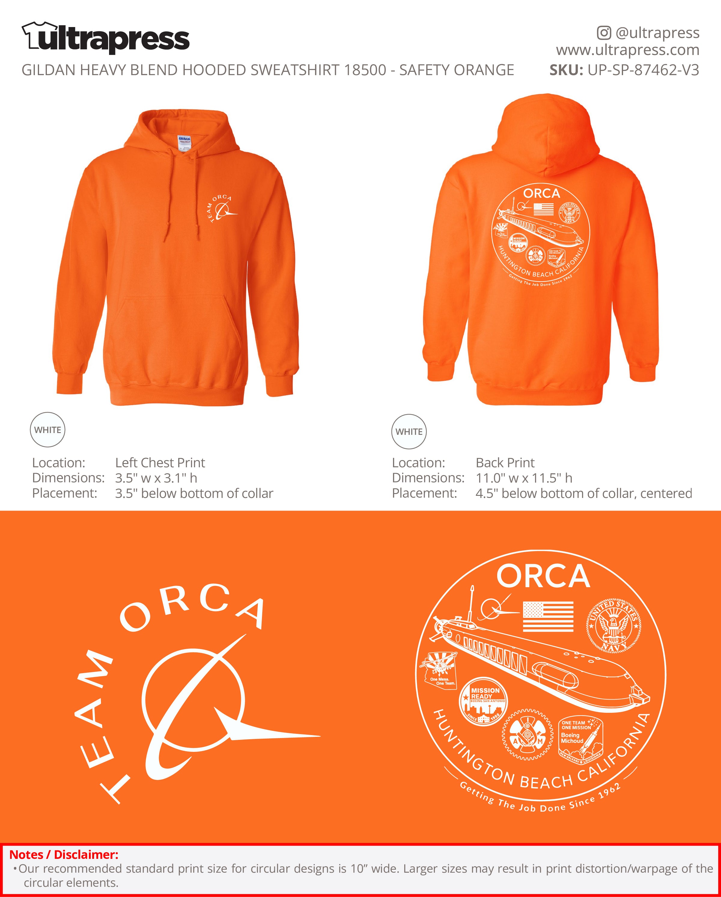 UP-SP-87462 Team Orca 2026 Hoodies - Steve Molenda - 50 Min Qty - Package Deal (Bulk)