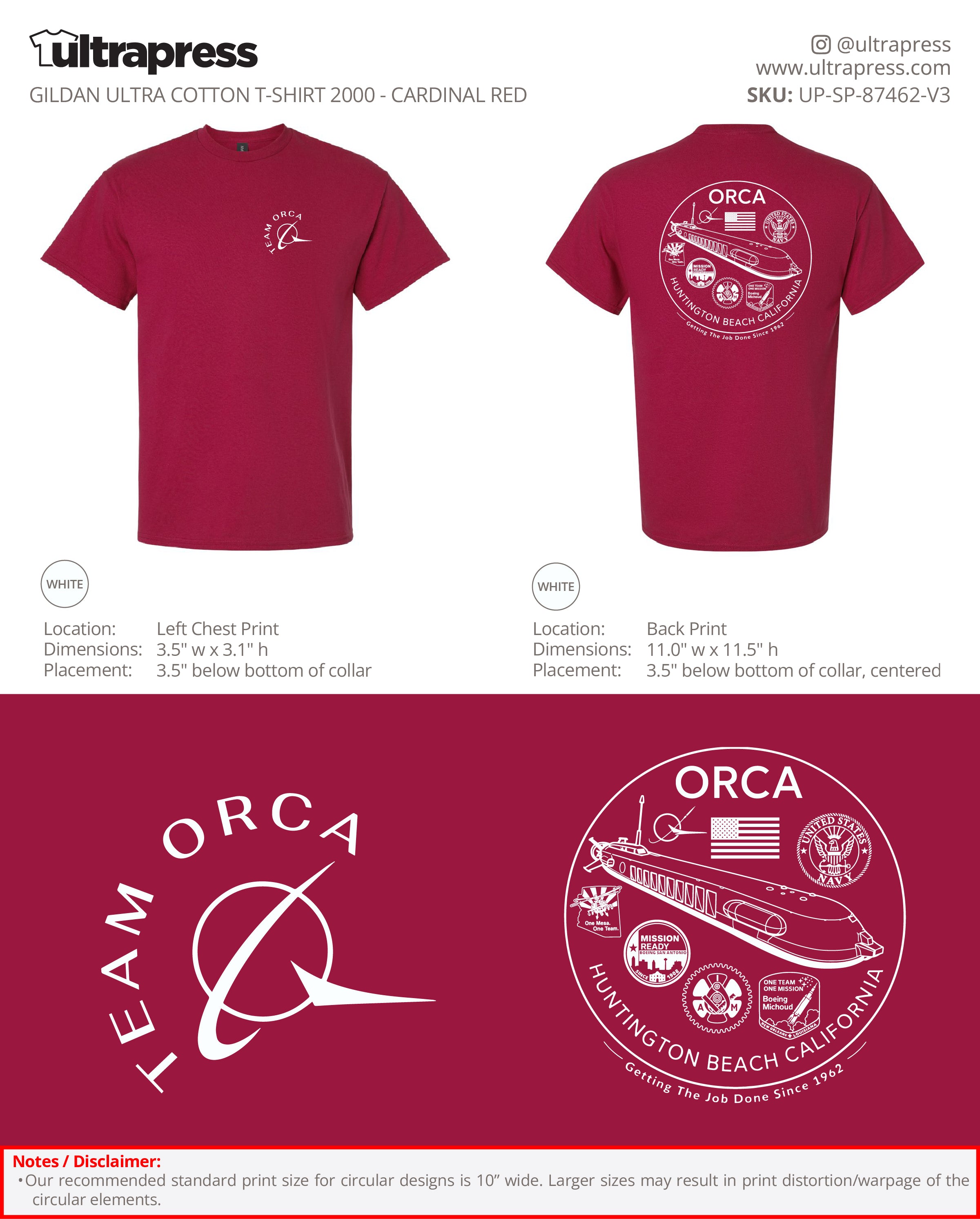 UP-SP-87462 Team Orca 2026 Ultra Cotton Shirts - Steve Molenda - 100 Min Qty - Package Deal (Bulk)