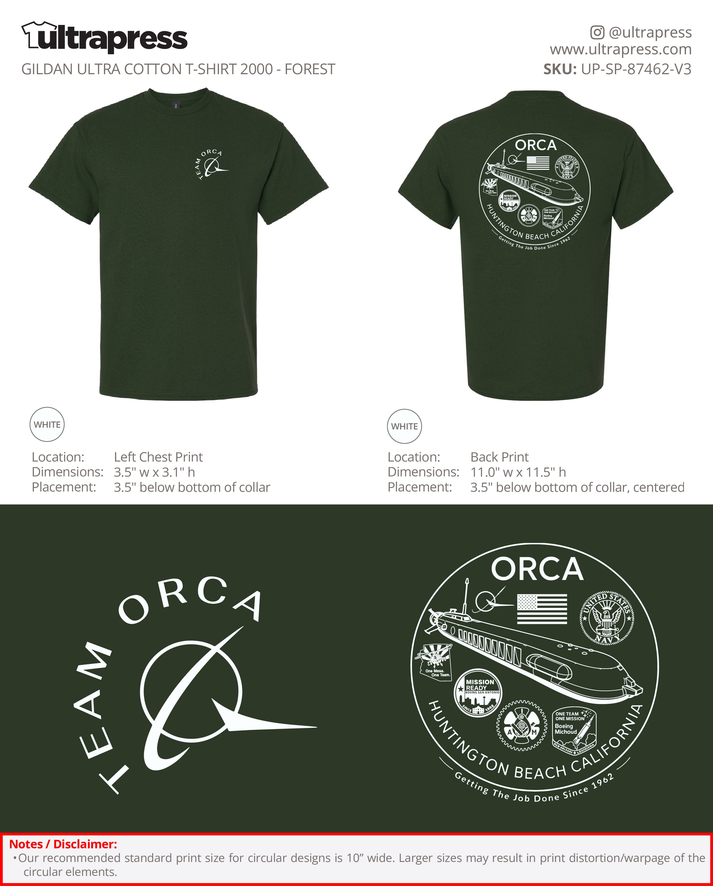 UP-SP-87462 Team Orca 2026 Ultra Cotton Shirts - Steve Molenda - 100 Min Qty - Package Deal (Bulk)