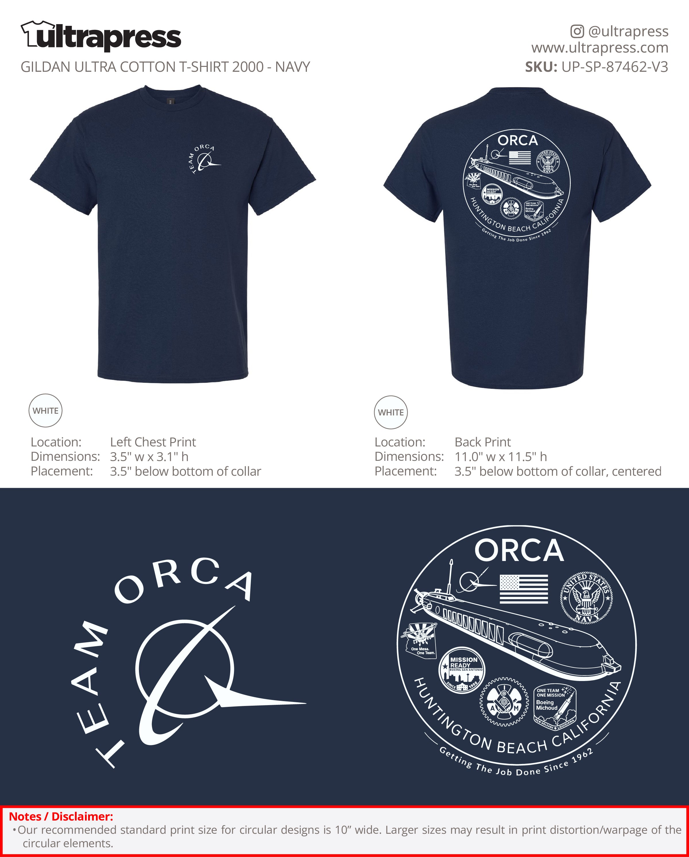 UP-SP-87462 Team Orca 2026 Ultra Cotton Shirts - Steve Molenda - 100 Min Qty - Package Deal (Bulk)