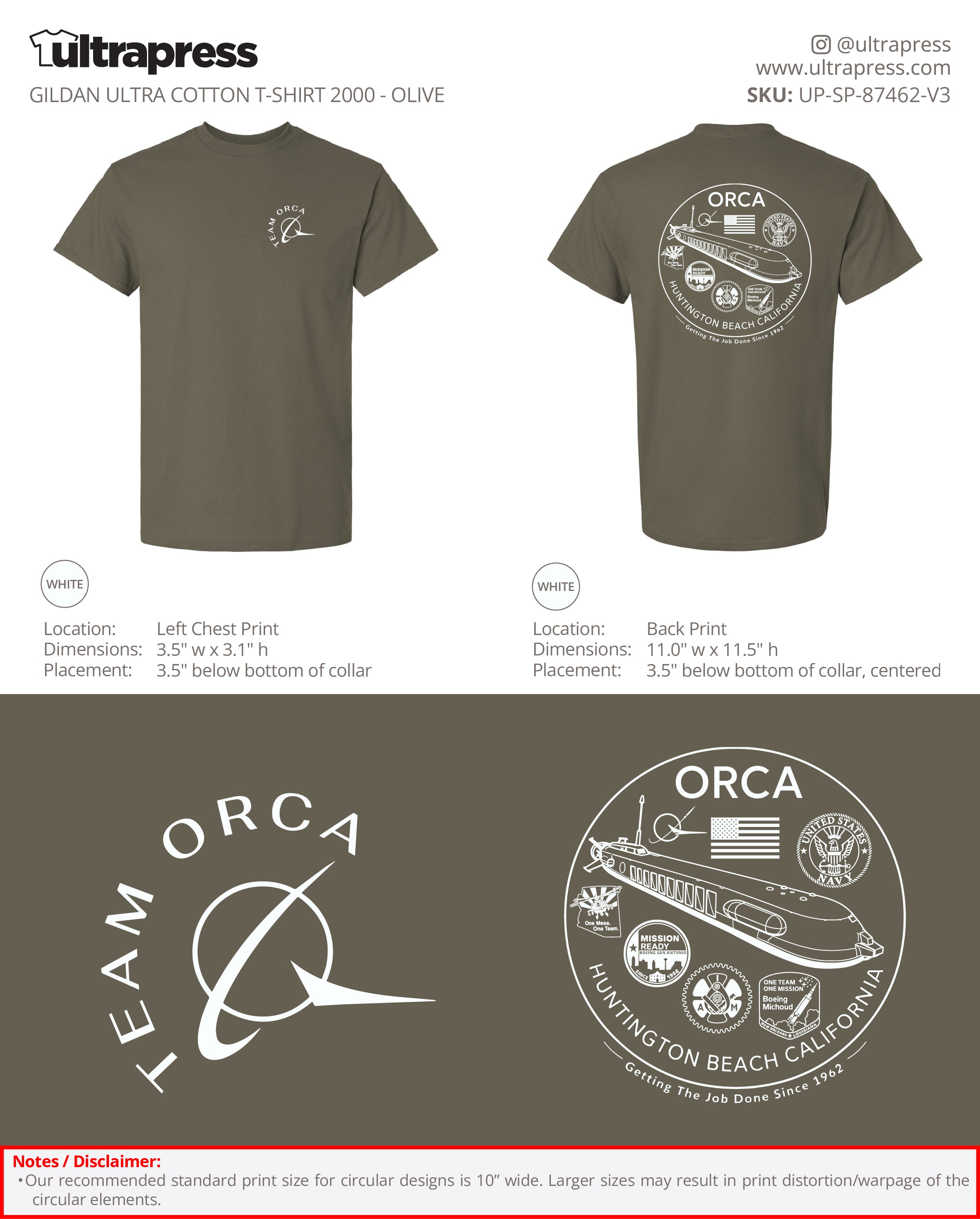 UP-SP-87462 Team Orca 2026 Ultra Cotton Shirts - Steve Molenda - 100 Min Qty - Package Deal (Bulk)