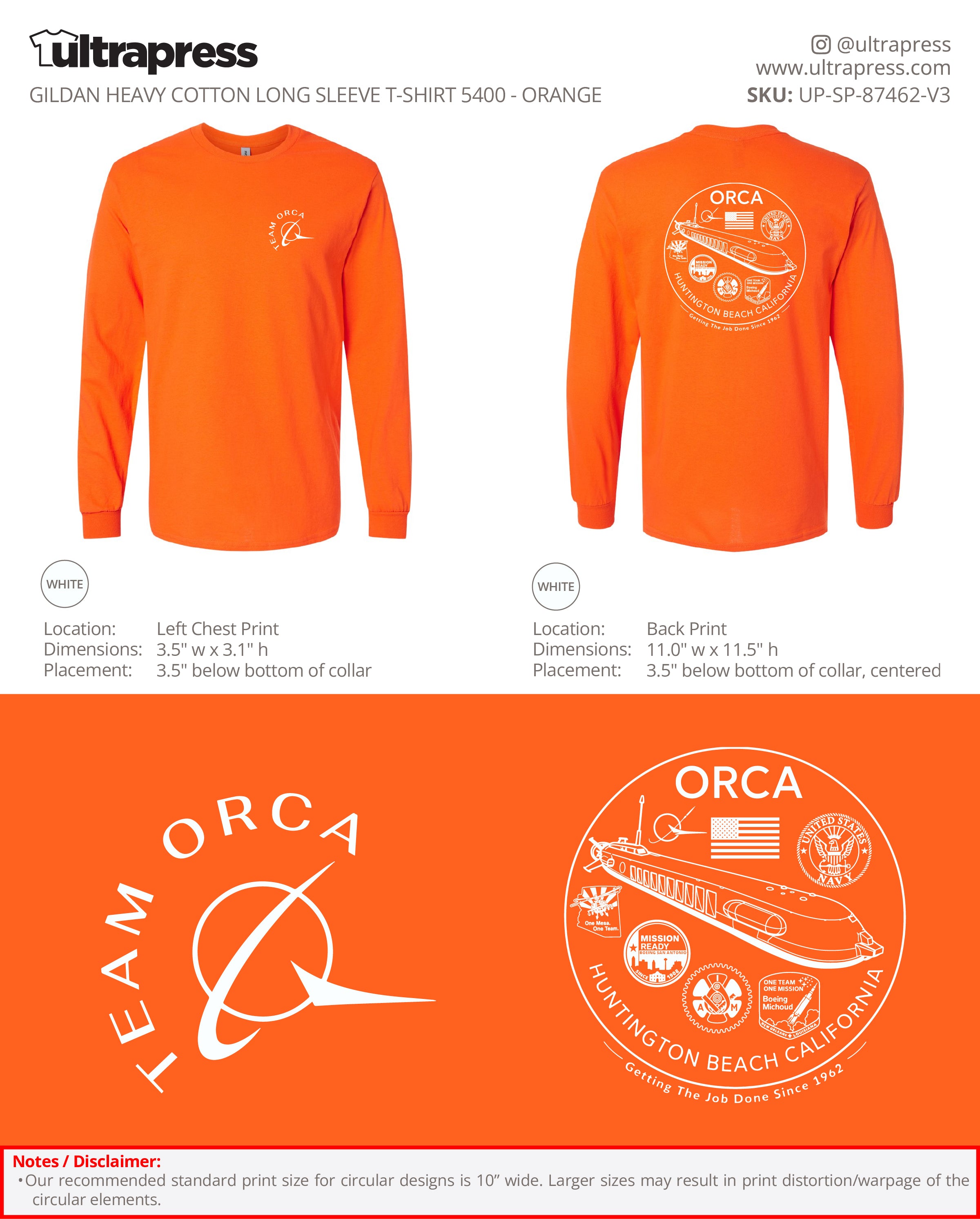 UP-SP-87462 Team Orca 2026 Long Sleeves - Steve Molenda - 100 Min Qty - Package Deal (Bulk)