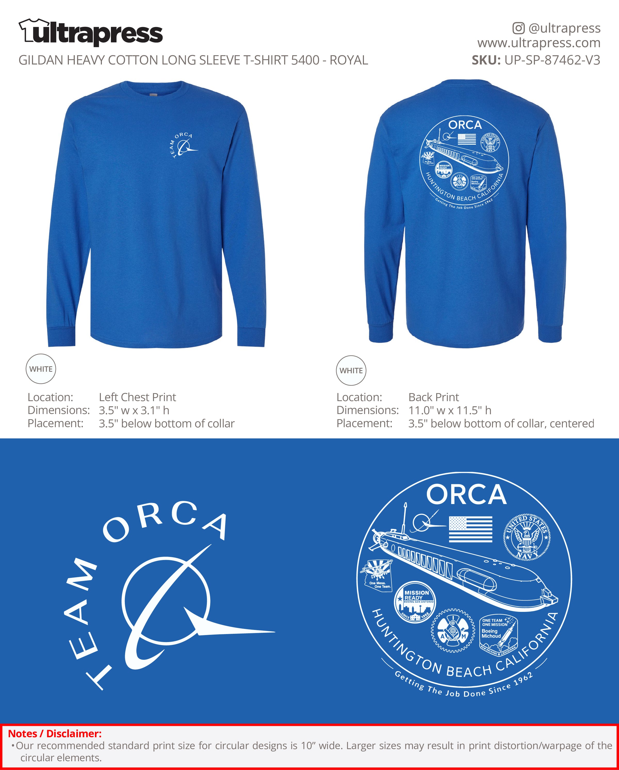 UP-SP-87462 Team Orca 2026 Long Sleeves - Steve Molenda - 100 Min Qty - Package Deal (Bulk)