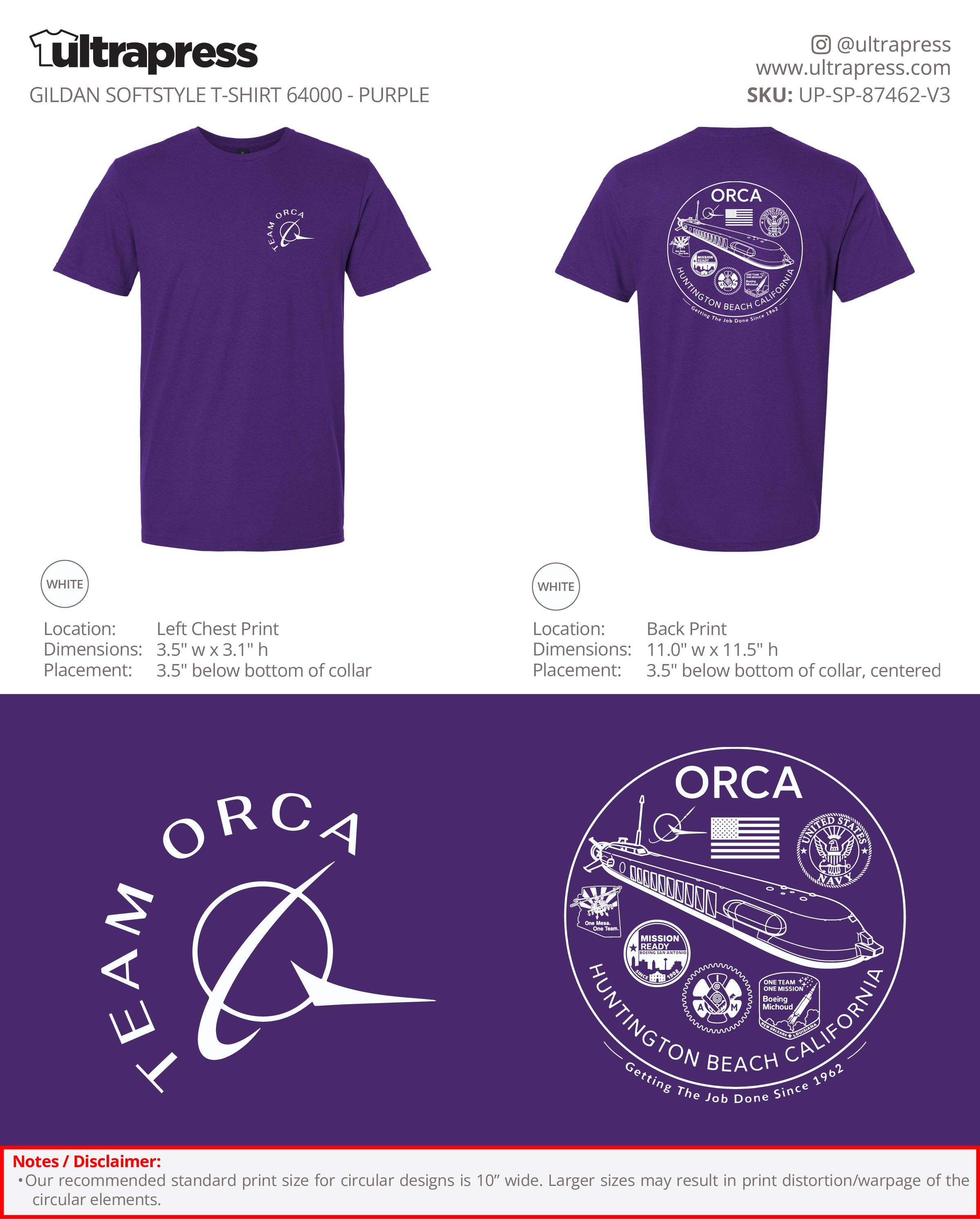 UP-SP-87462 Team Orca 2026 SoftStyle Shirts - Steve Molenda - 100 Min Qty - Package Deal (Bulk)