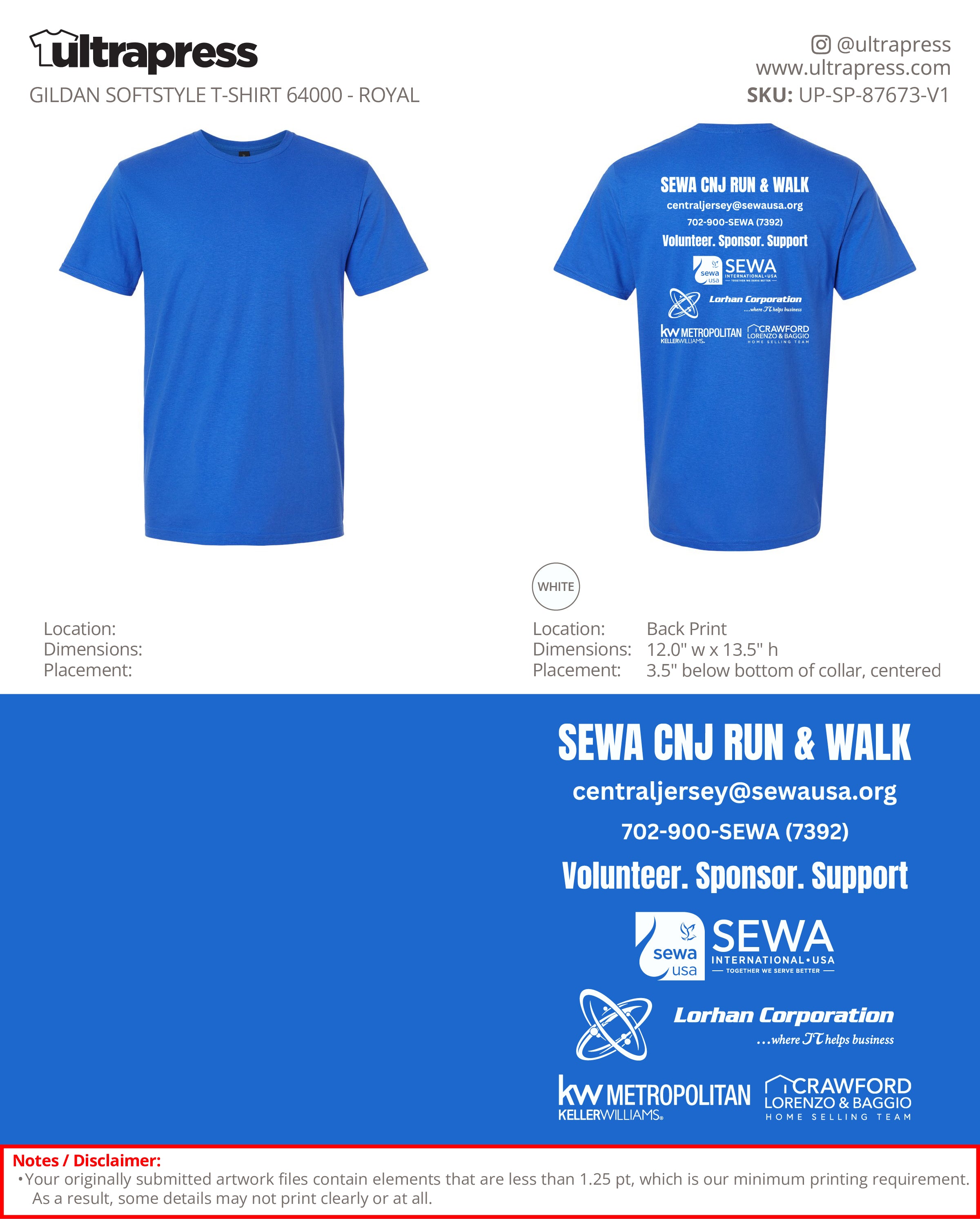 UP-SP-87673 SEWA CNJ RUN & WALK - Ritesh Maheshwari - 100 Min Qty - Package Deal (Bulk)