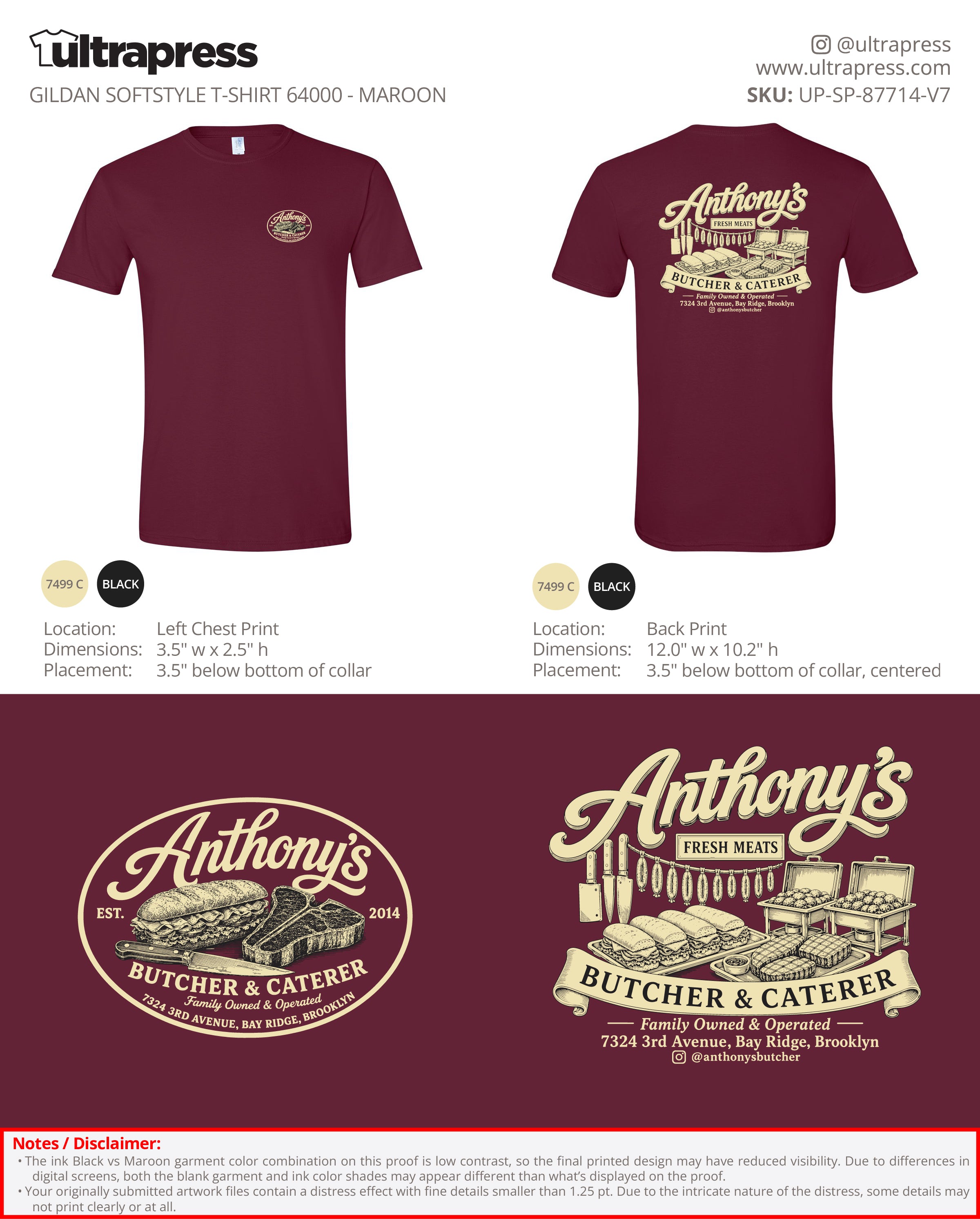 UP-SP-87714 Anthony's Butcher & Caterer - Michelle Perricone - 100 Min Qty - Package Deal (Bulk)