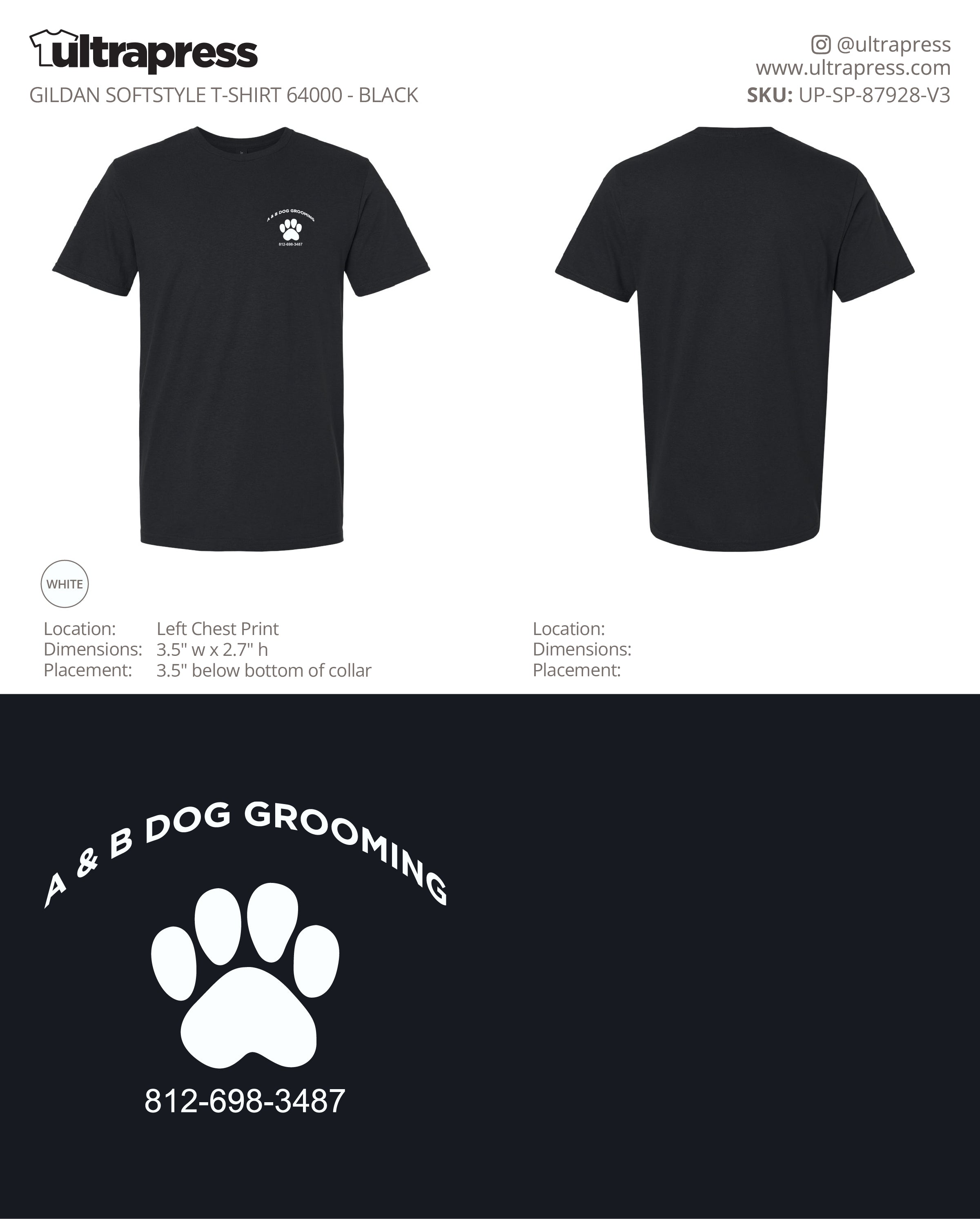 UP-SP-87928 A&B Dog Grooming (White Logo) - Jeff Wagler - 100 Min Qty - Package Deal (Bulk)