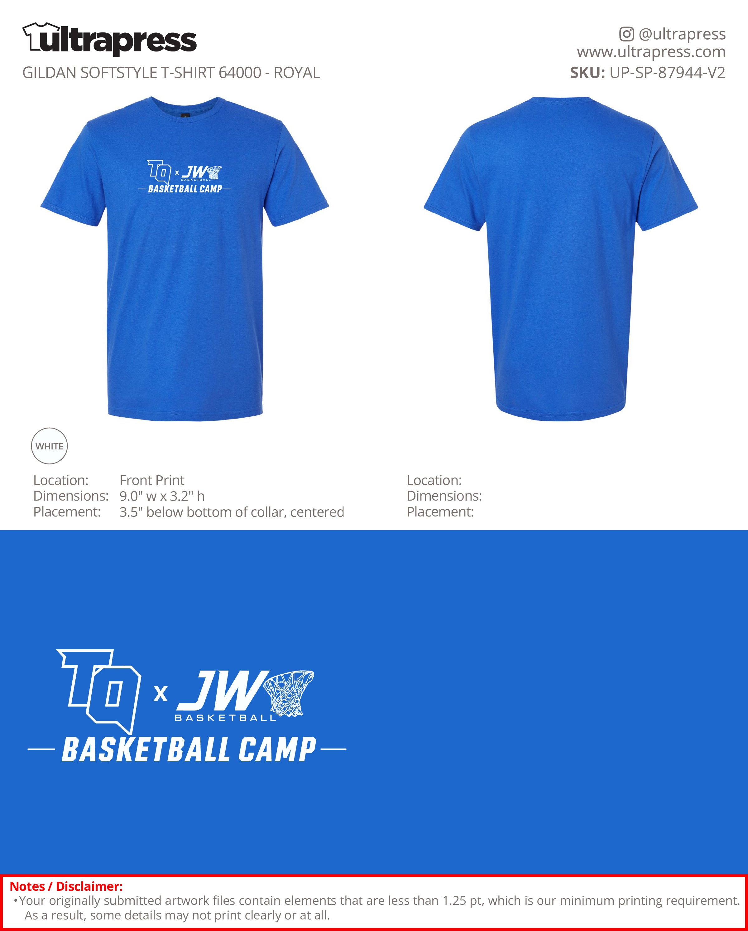 UP-SP-87944 JW Basketball Camp - Jason Wright - 100 Min Qty - Package Deal (Bulk)