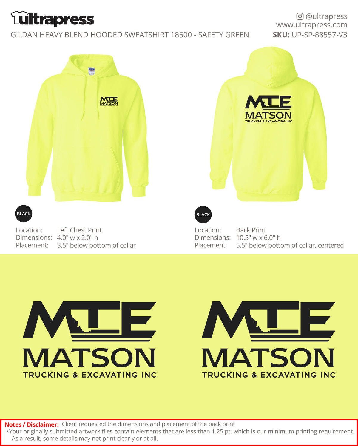 UP-SP-88557 MTE Matson Trucking & Excavating Inc. (Hoodies) - Connie Hamilton 50 Min Qty (Bulk)
