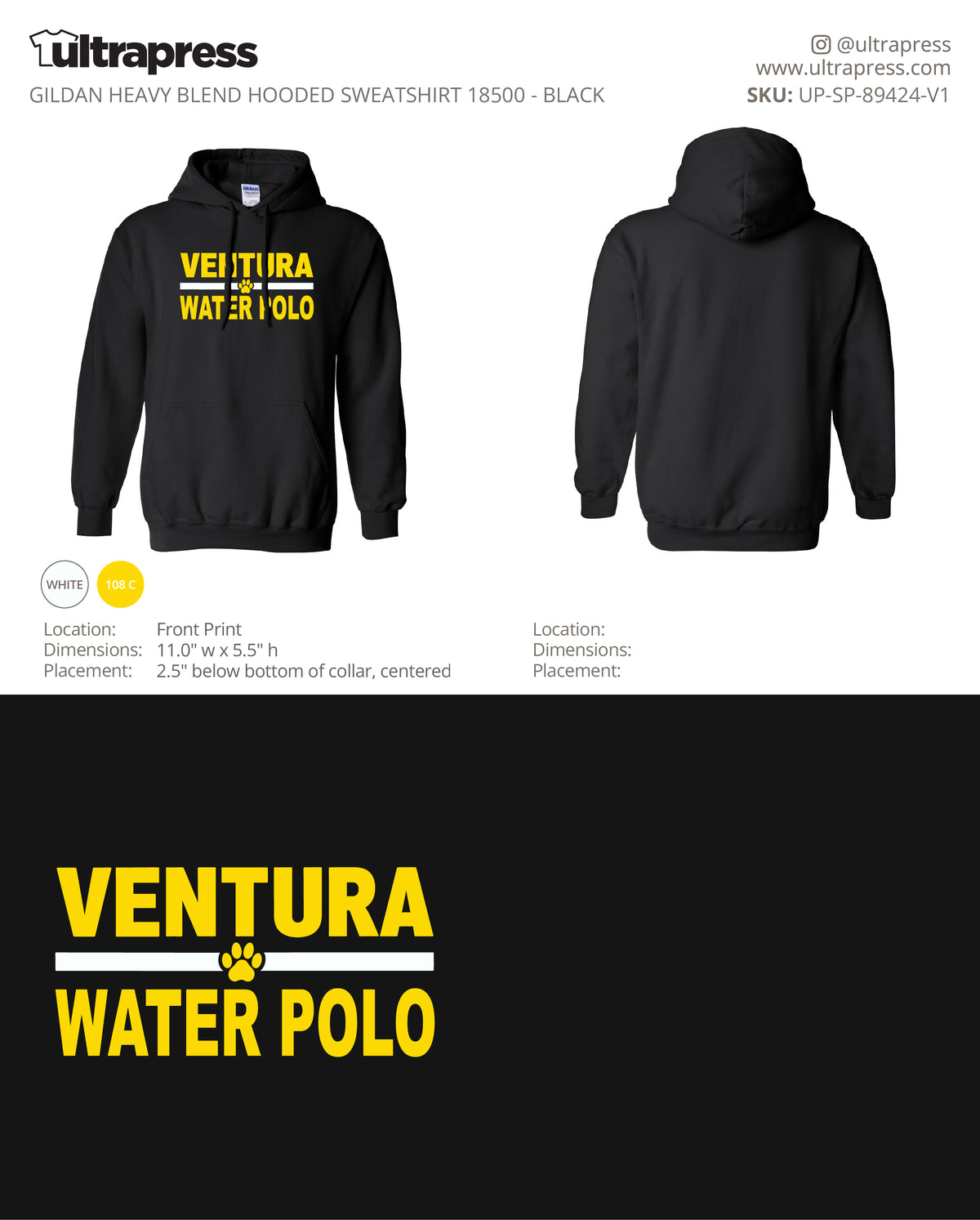 UP-SP-89424 Ventura Water Polo HOODIES - Autumn Watson - 24 Min Qty (Bulk)