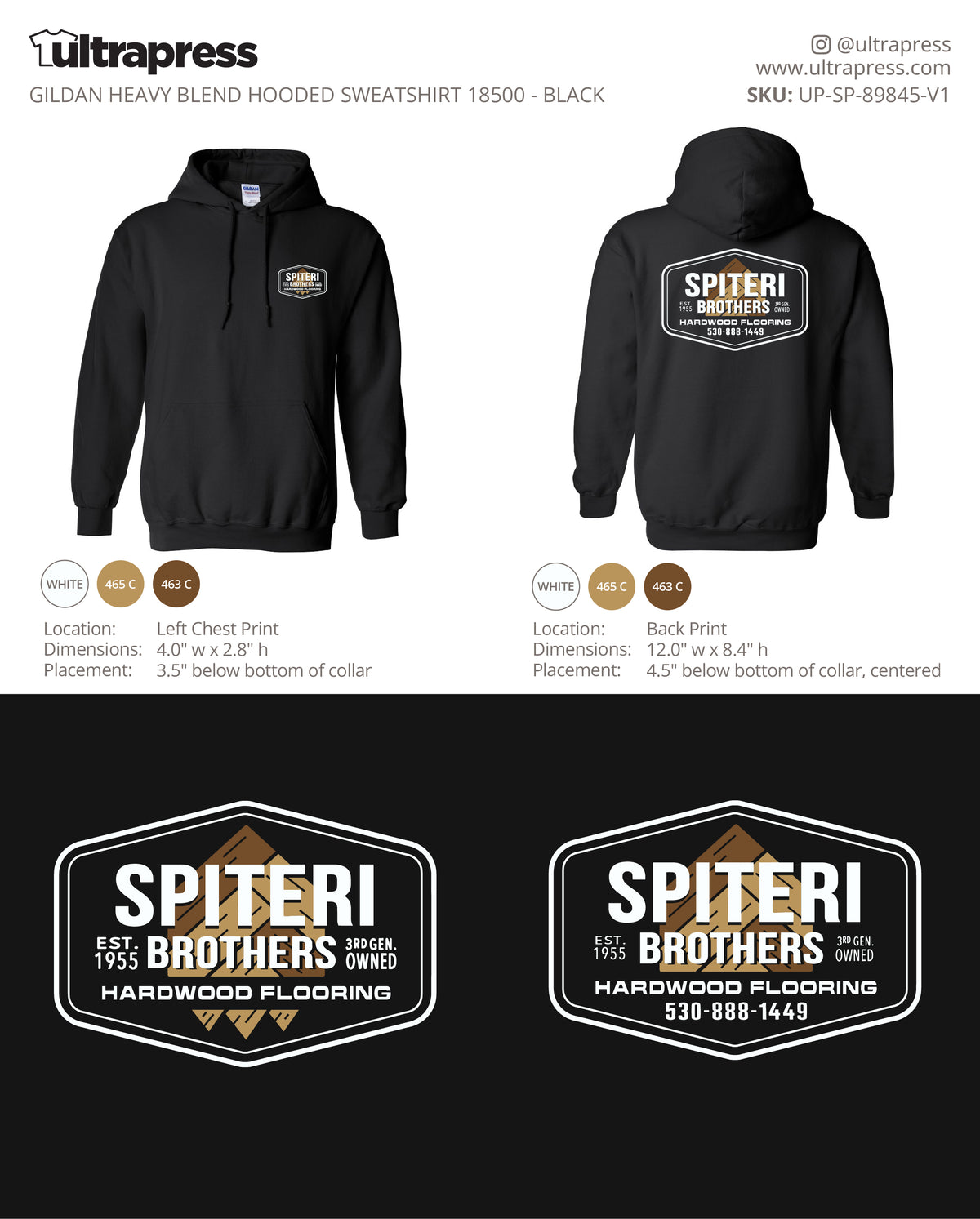 UP-SP-89845 Spiteri Brothers HOODIES - Steve Sanguinetti - 24 Min Qty (Bulk)