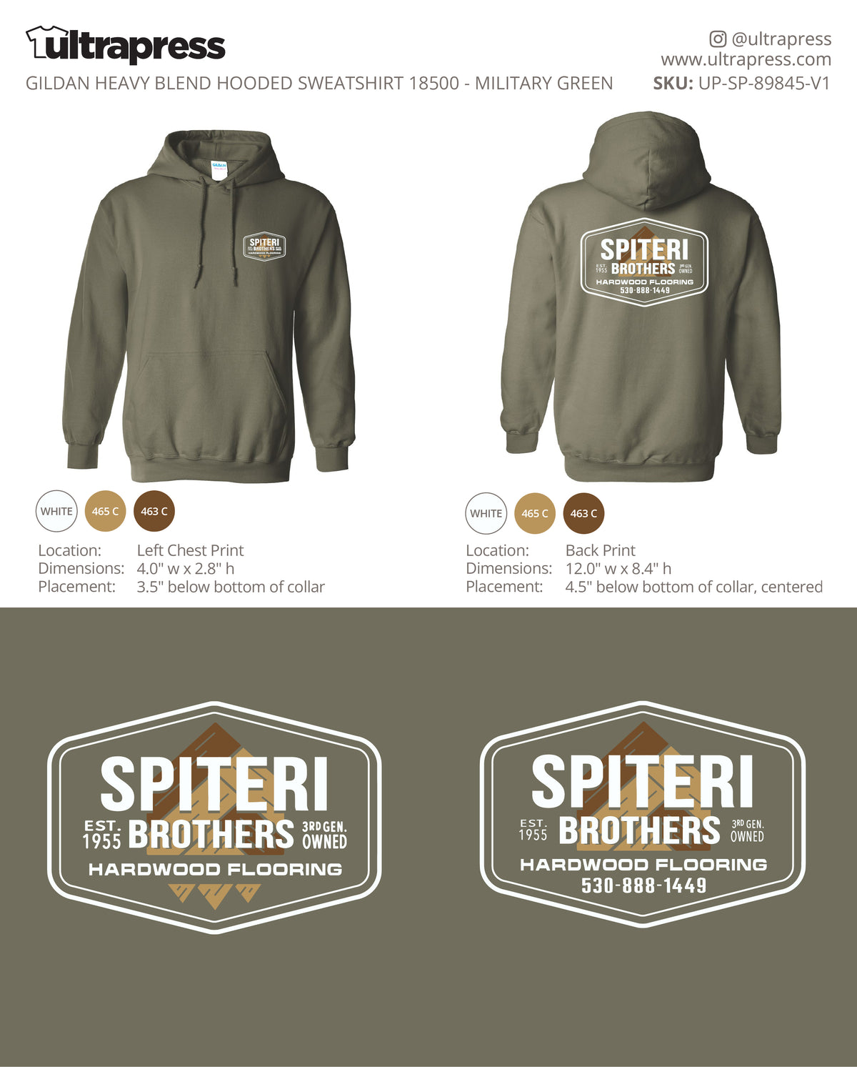 UP-SP-89845 Spiteri Brothers HOODIES - Steve Sanguinetti - 24 Min Qty (Bulk)