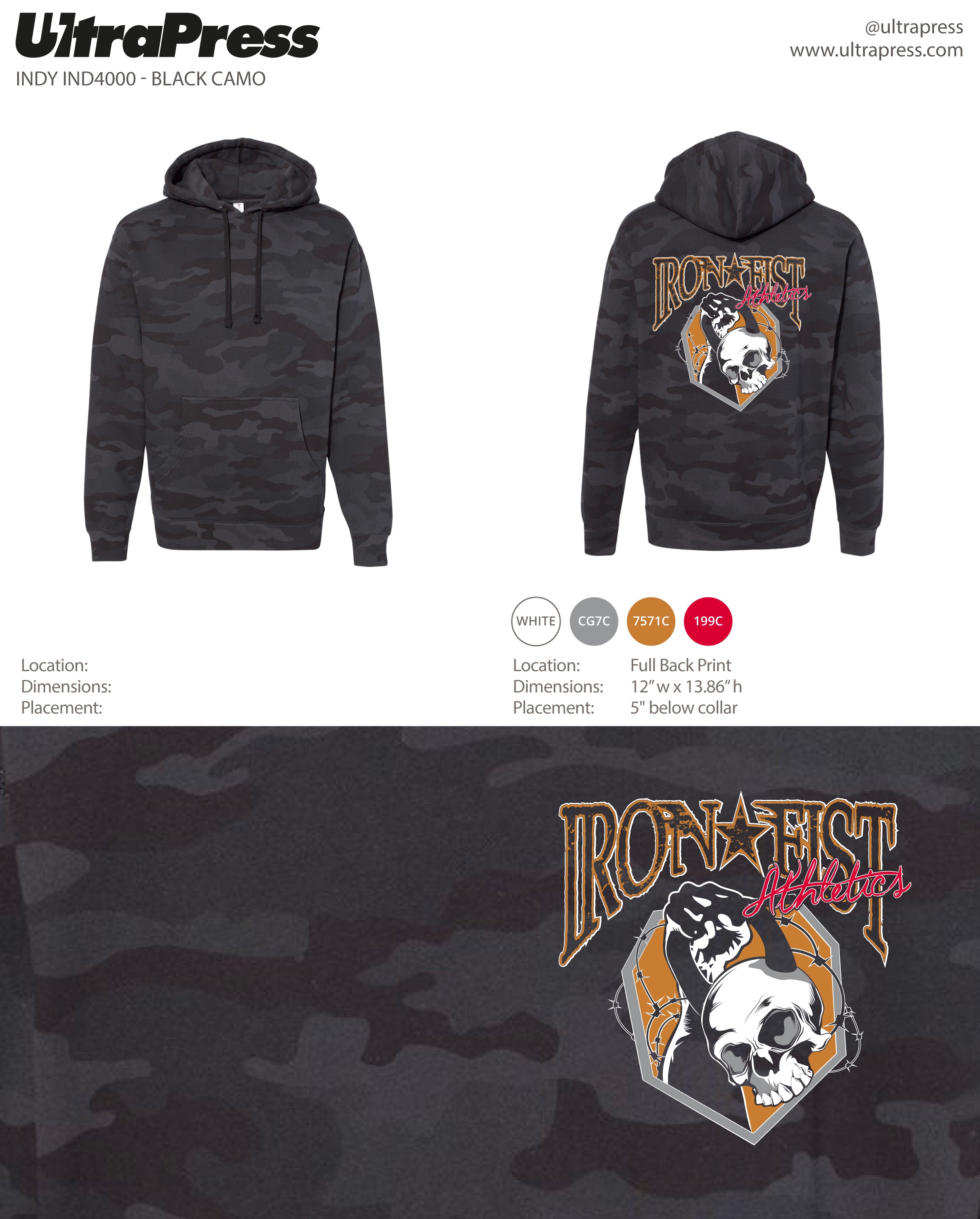 IFA Adult Black Camo Hoodies