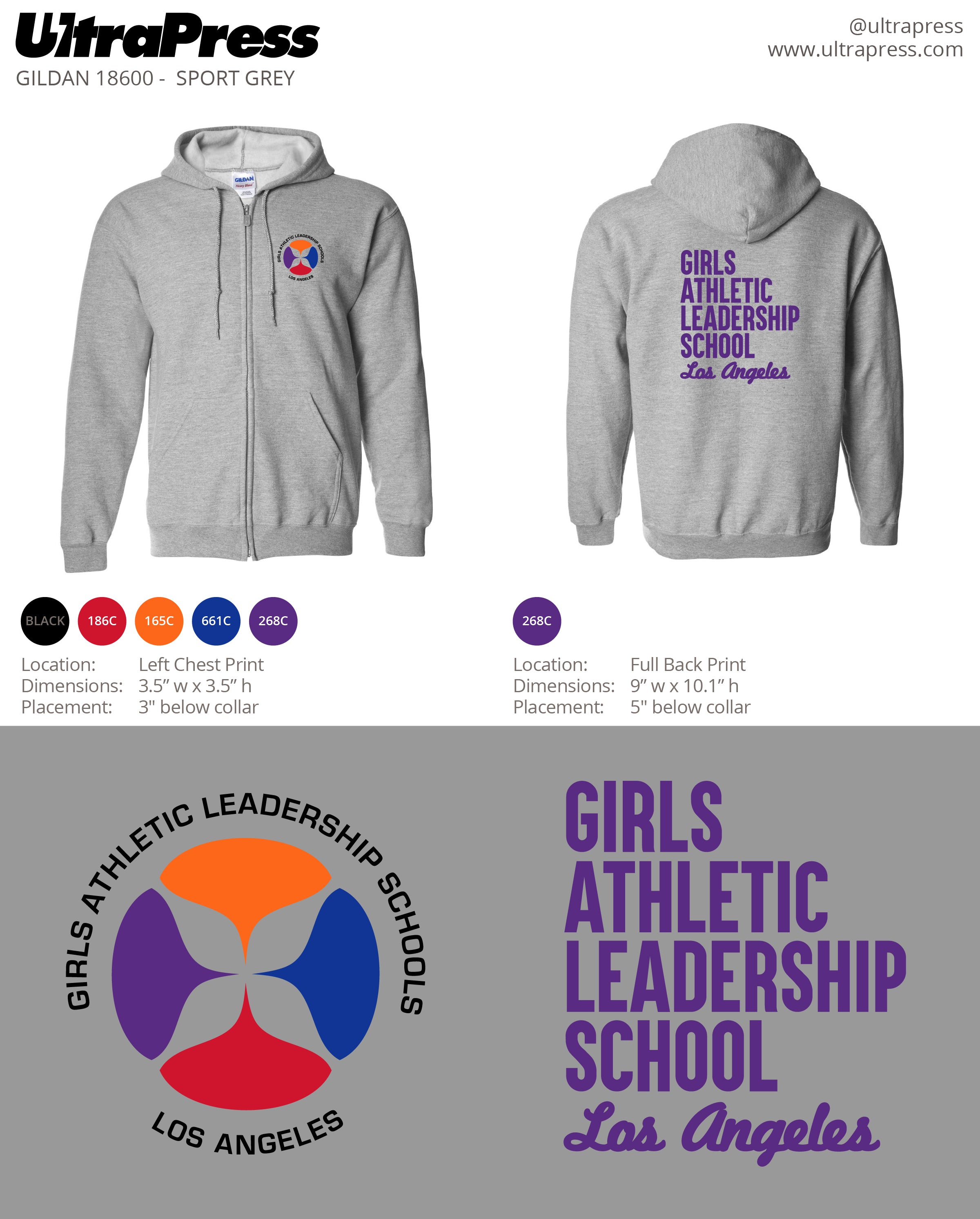 UP-SP-61563 GALS Grey Zip Up Hoodie 72 Min Qty (Bulk)