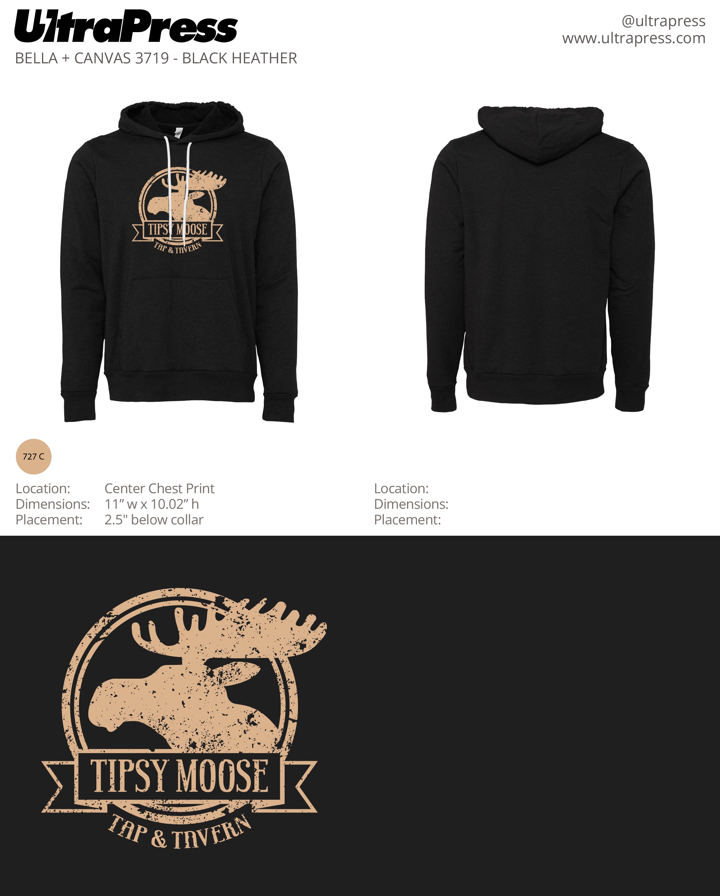 UP-SP-63204 Tipsy Moose Distressed Logo Hoodie 144 Min Qty (Bulk)