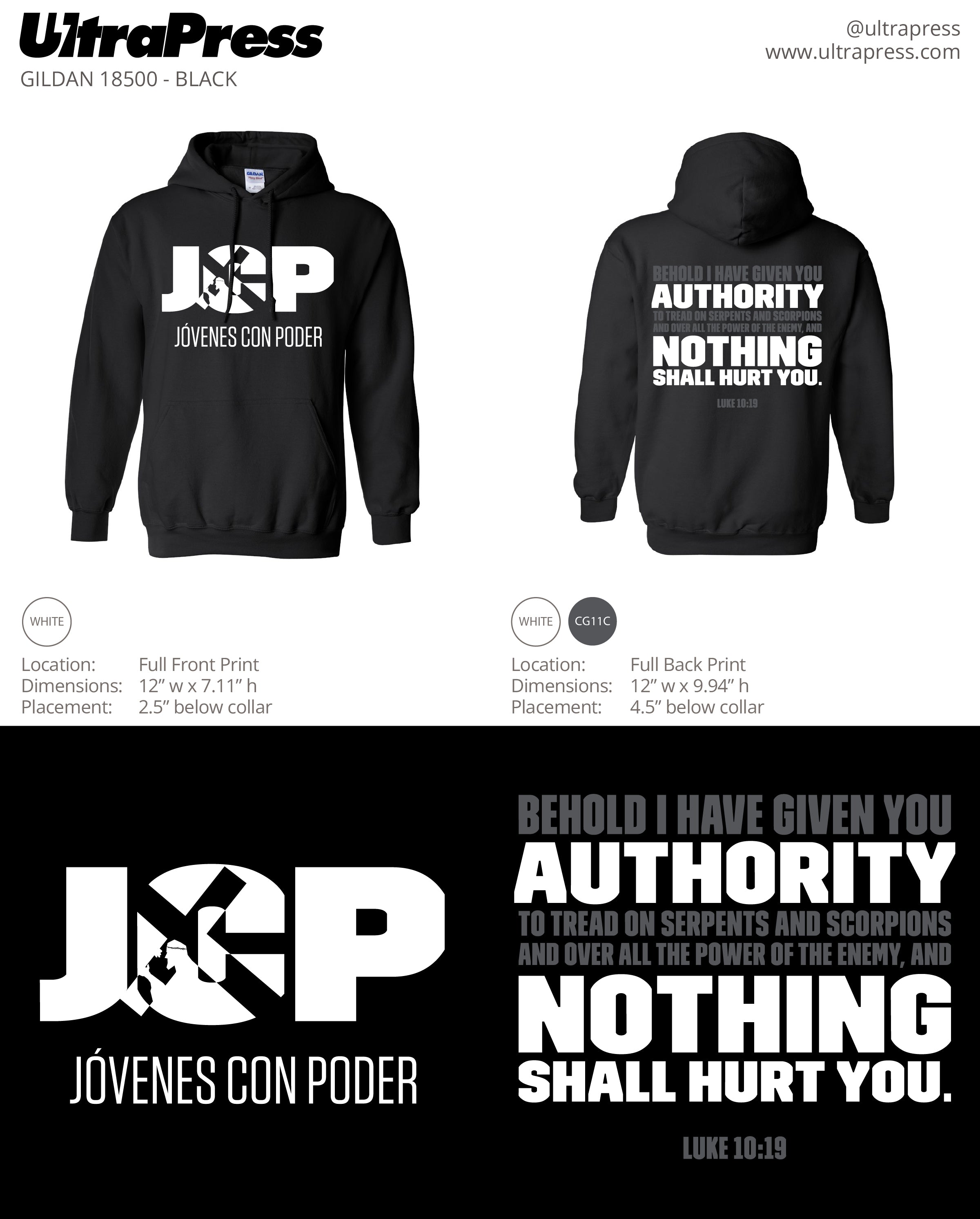 UP-SP-63458 Jovenes Con Poder Hoodie 24 Min Qty (Bulk)