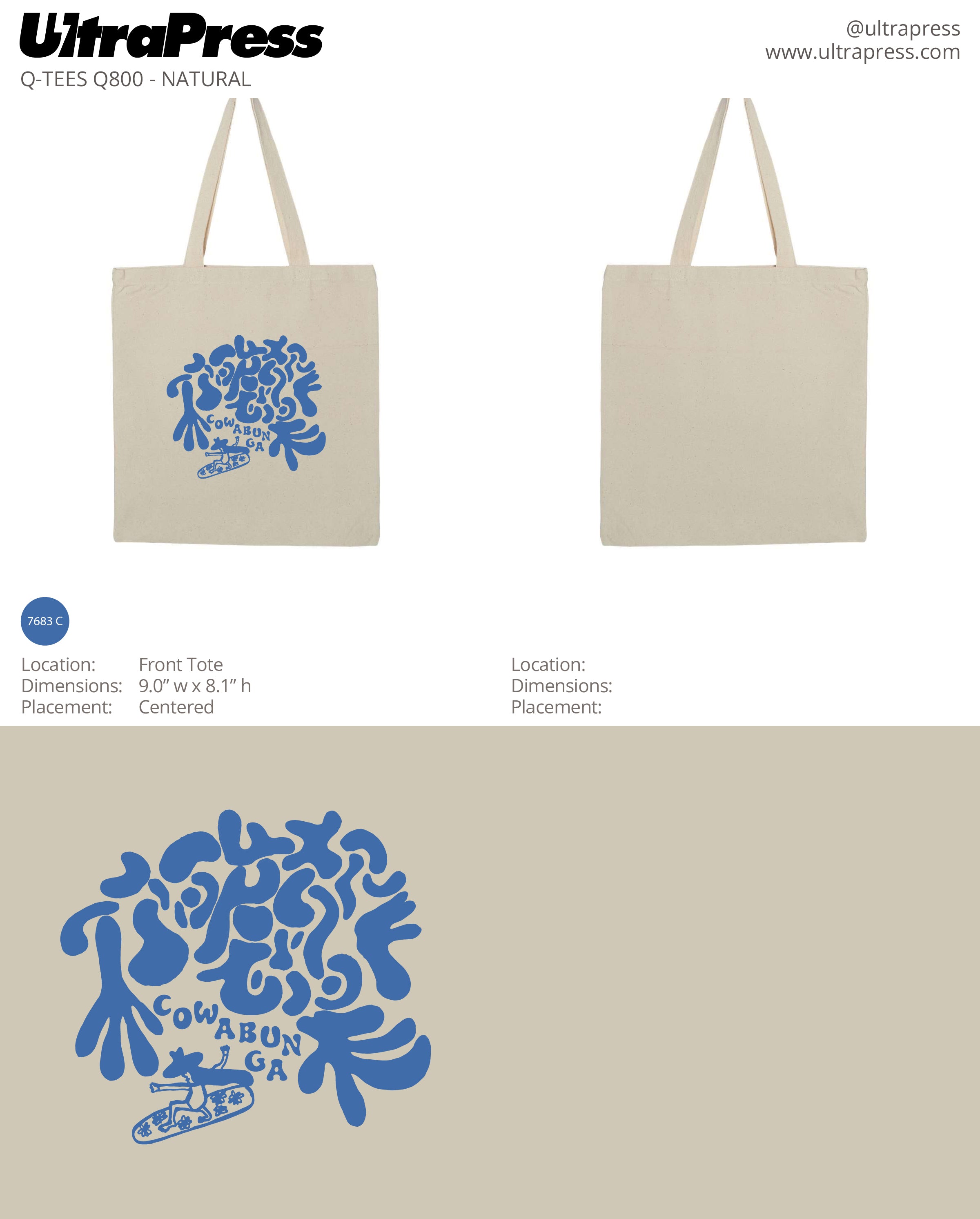 UP-SP-63819 Cowabunga Totebag 12 Min Qty (Bulk)