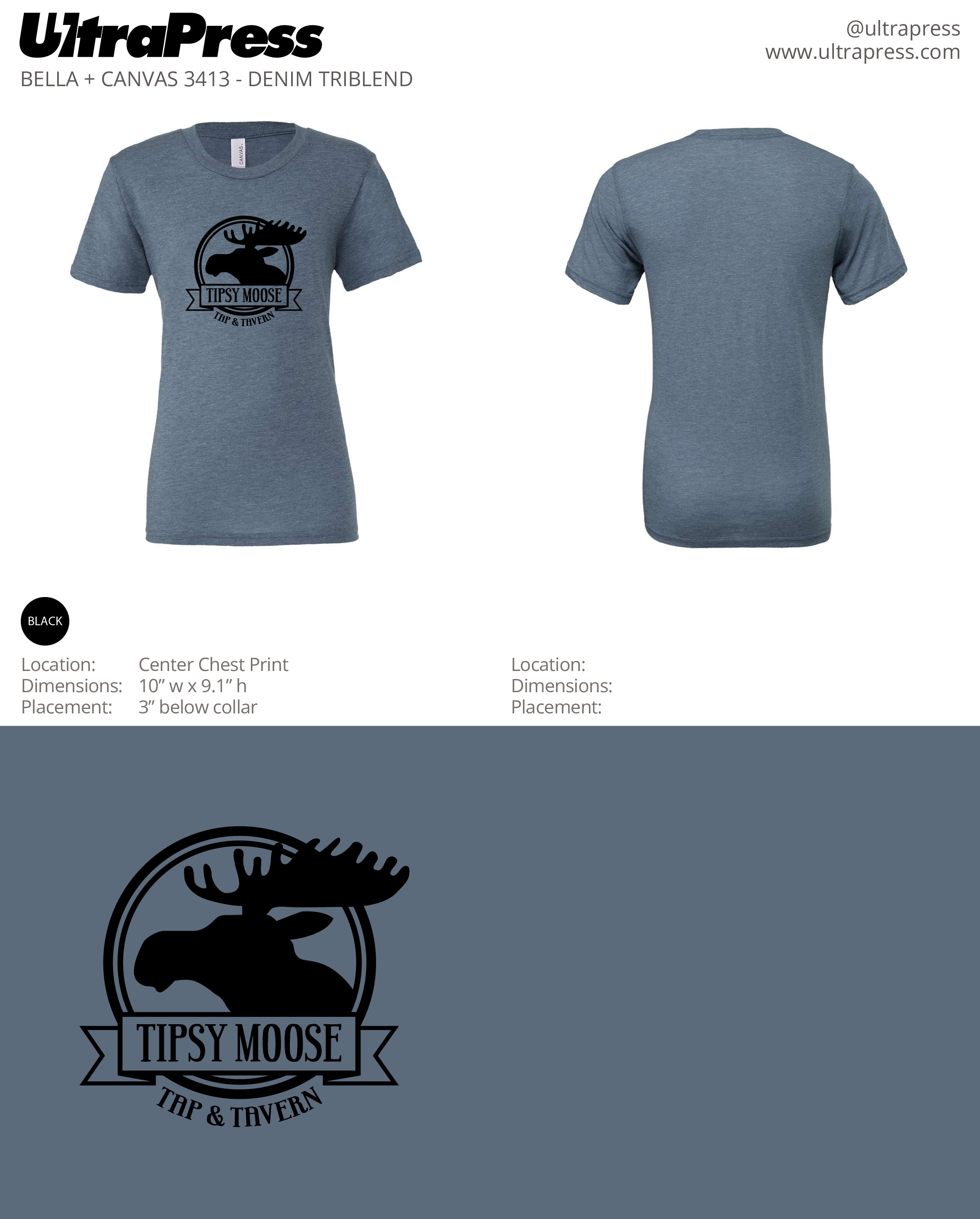 UP-SP-64009 Tipsy Moose Front Circle Logo 144 Min Qty (Bulk)