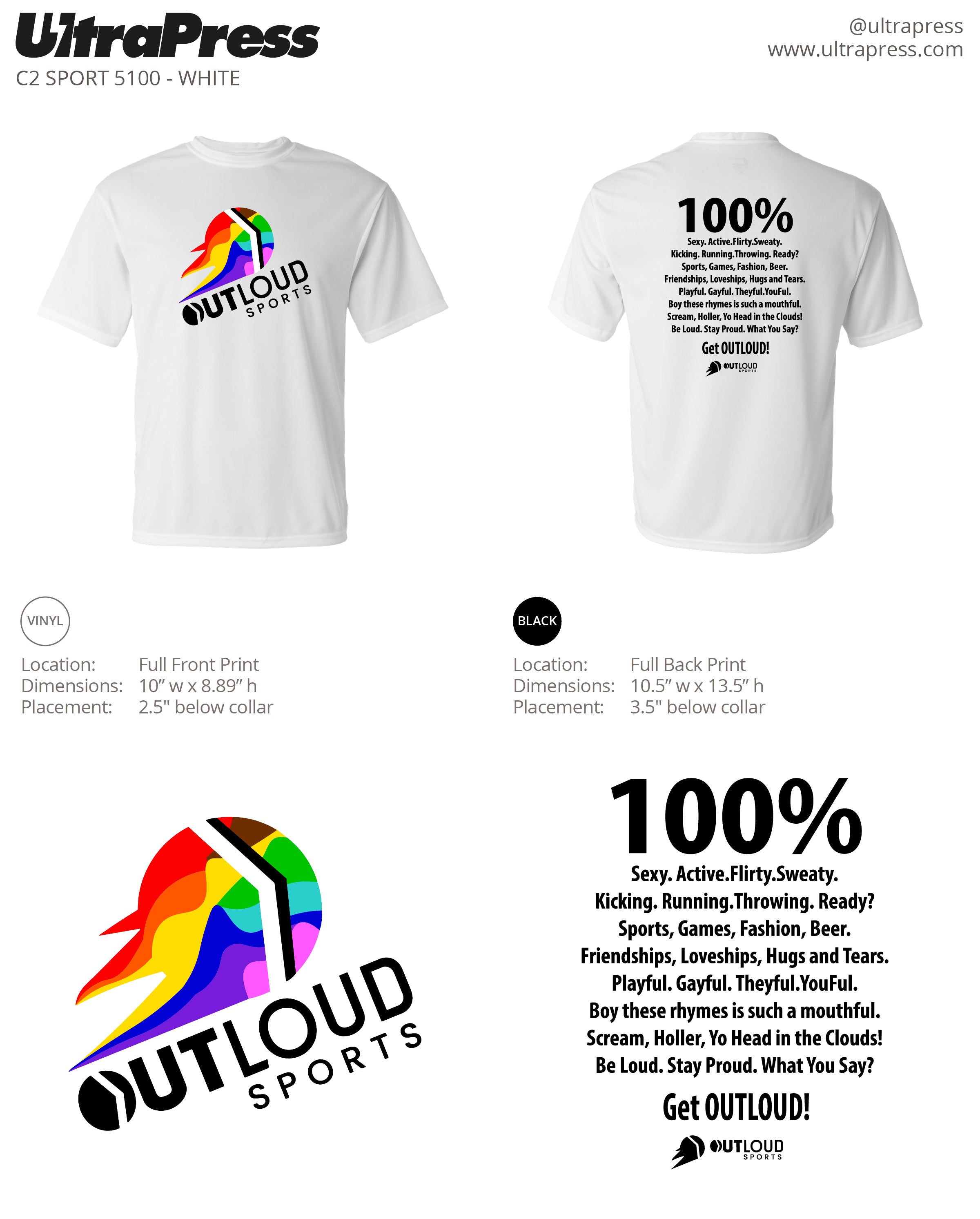 UP-SUB-62143 Outloud Sports Athletic Tees 12 Min Qty (Bulk)