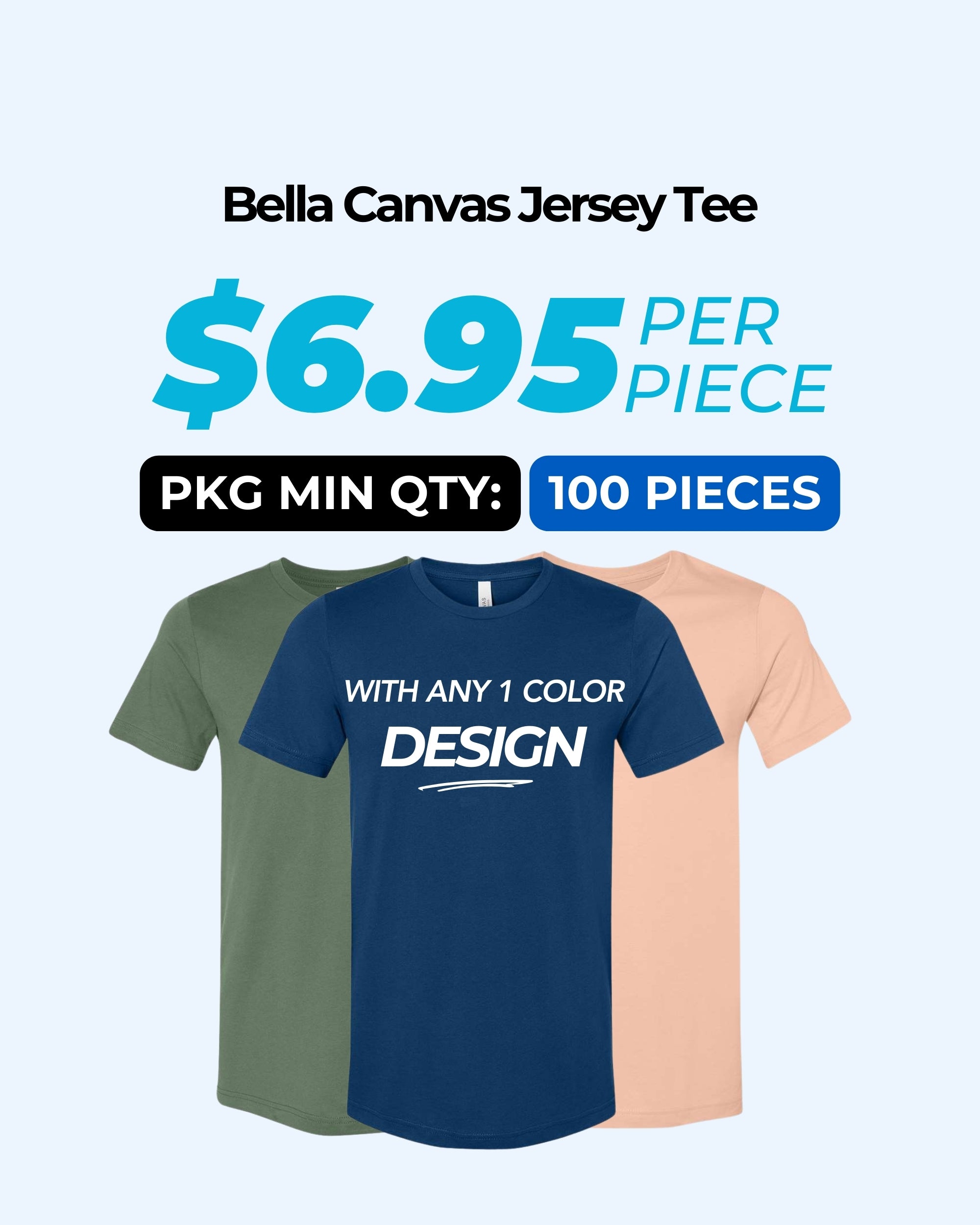 Bella Canvas 3001 T-Shirt Package (100 Pieces)