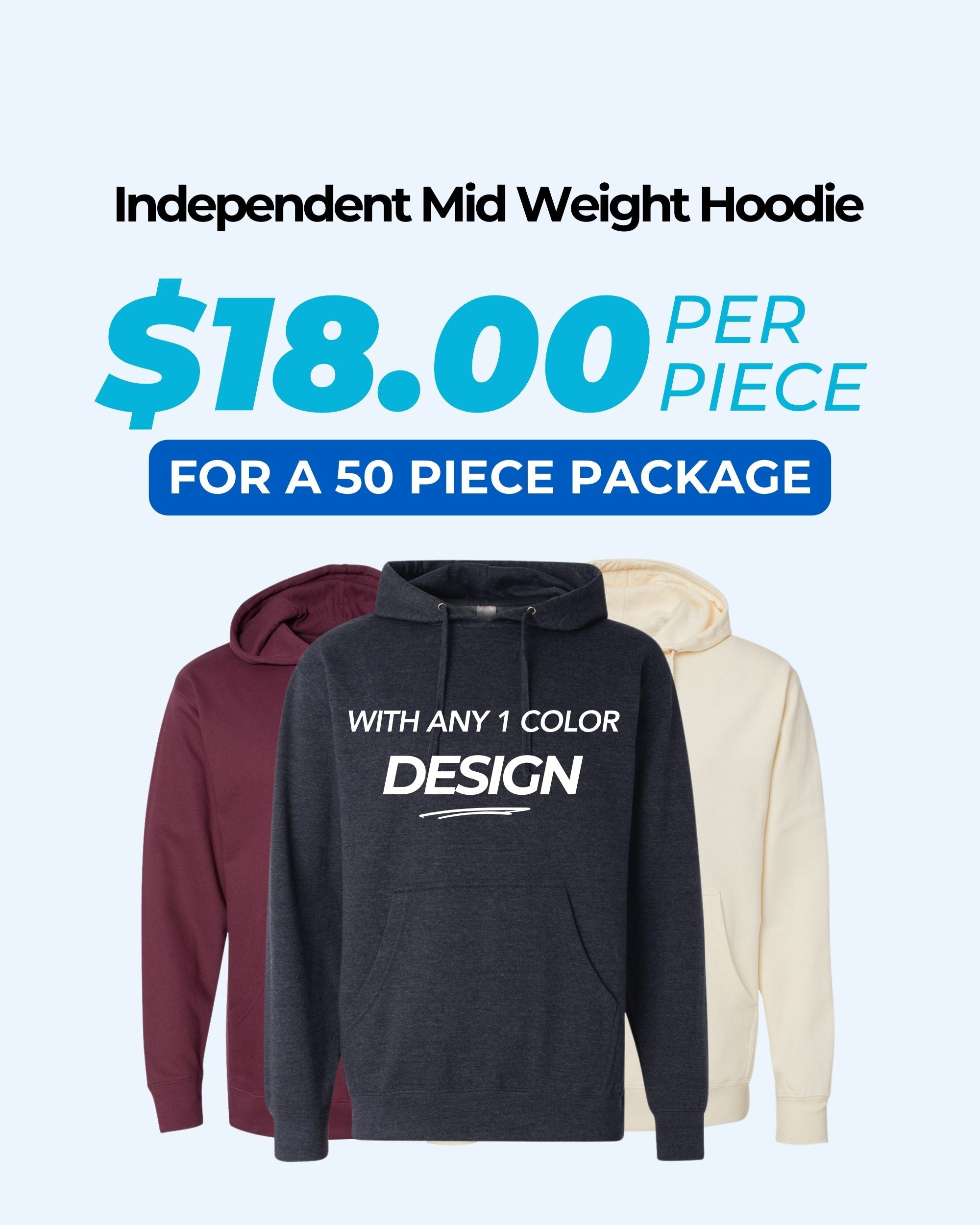 Independent Midweight SS4500 Hoodie Package (50 Pieces)