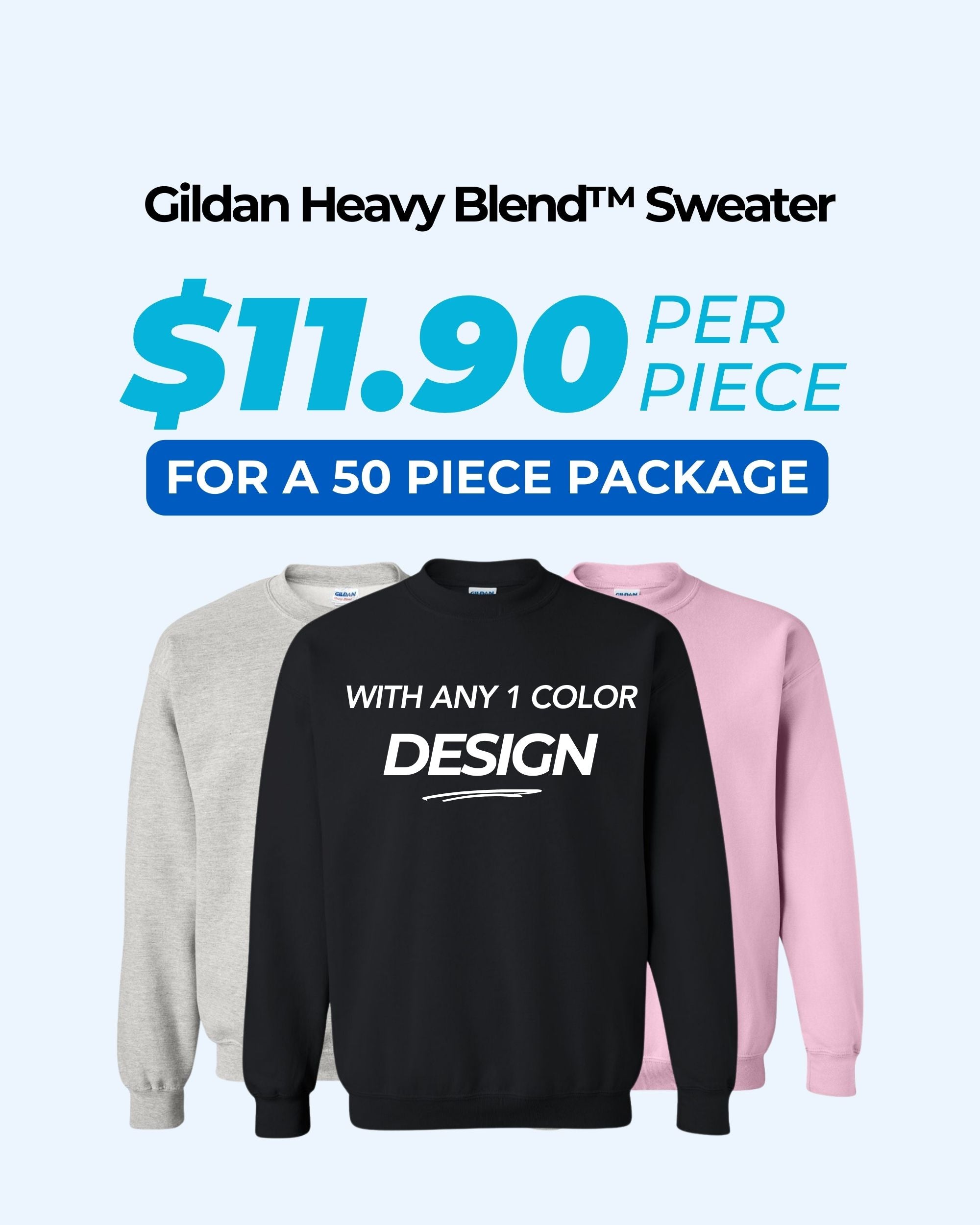 Gildan Heavy Blend™ 18000 Sweater Package (50 Pieces)