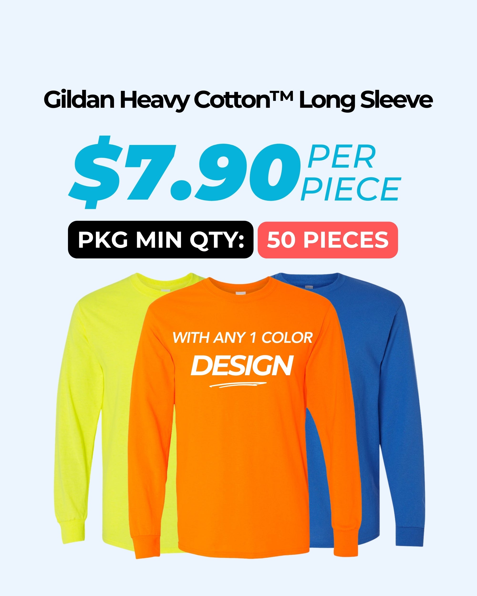 Gildan Heavy Cotton™ 5400 Long Sleeve Package (50 Pieces)