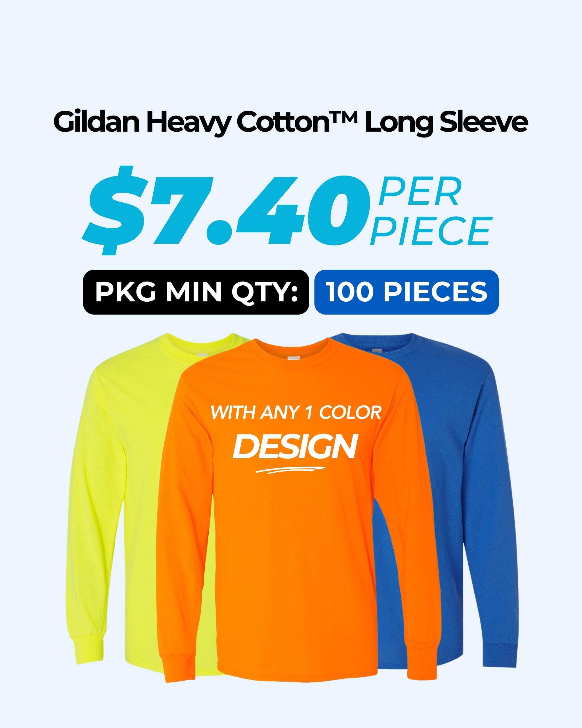 Gildan Heavy Cotton™ 5400 Long Sleeve Package (100 Pieces)