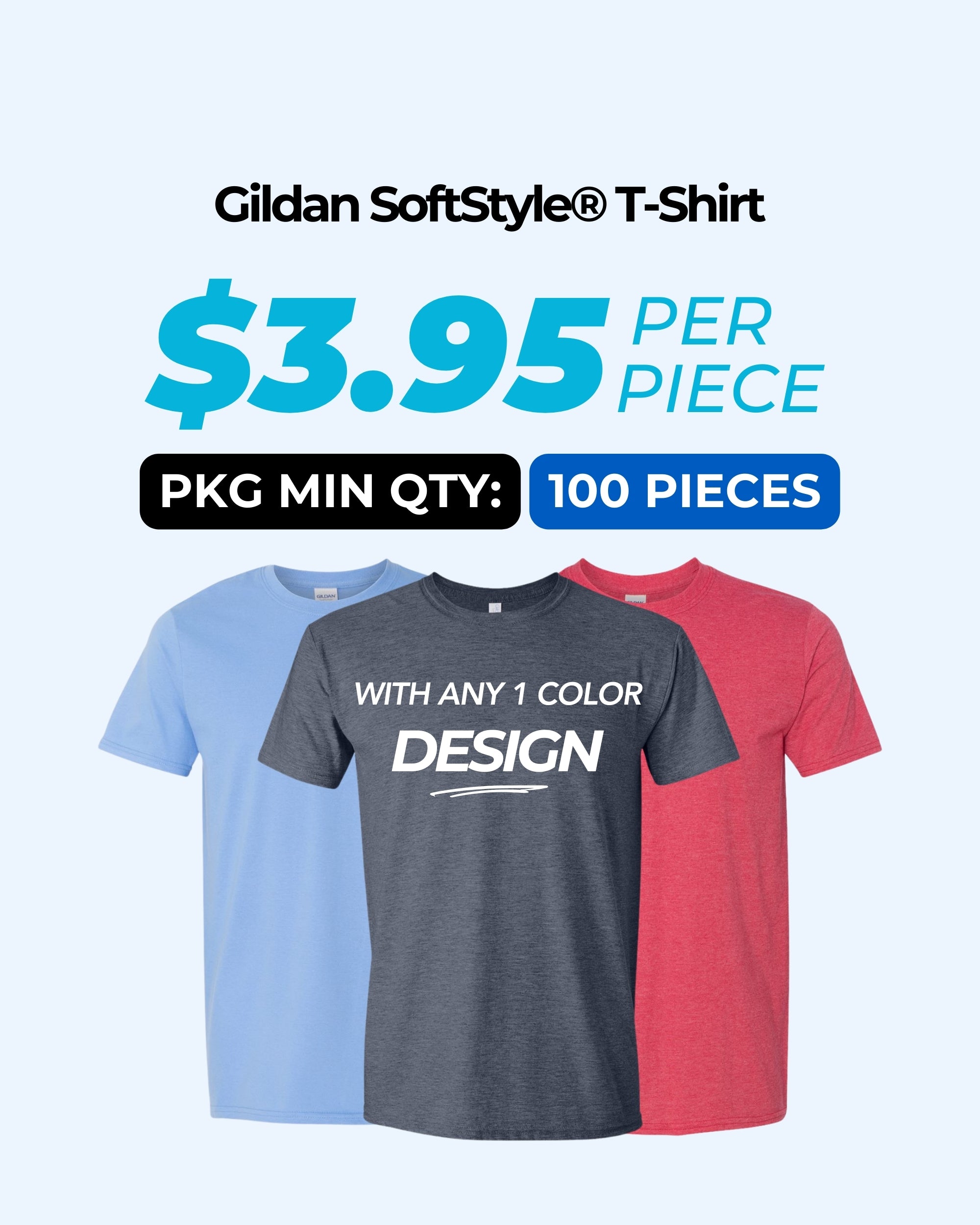 Gildan Softstyle® 64000 T-Shirt Package (100 Pieces)