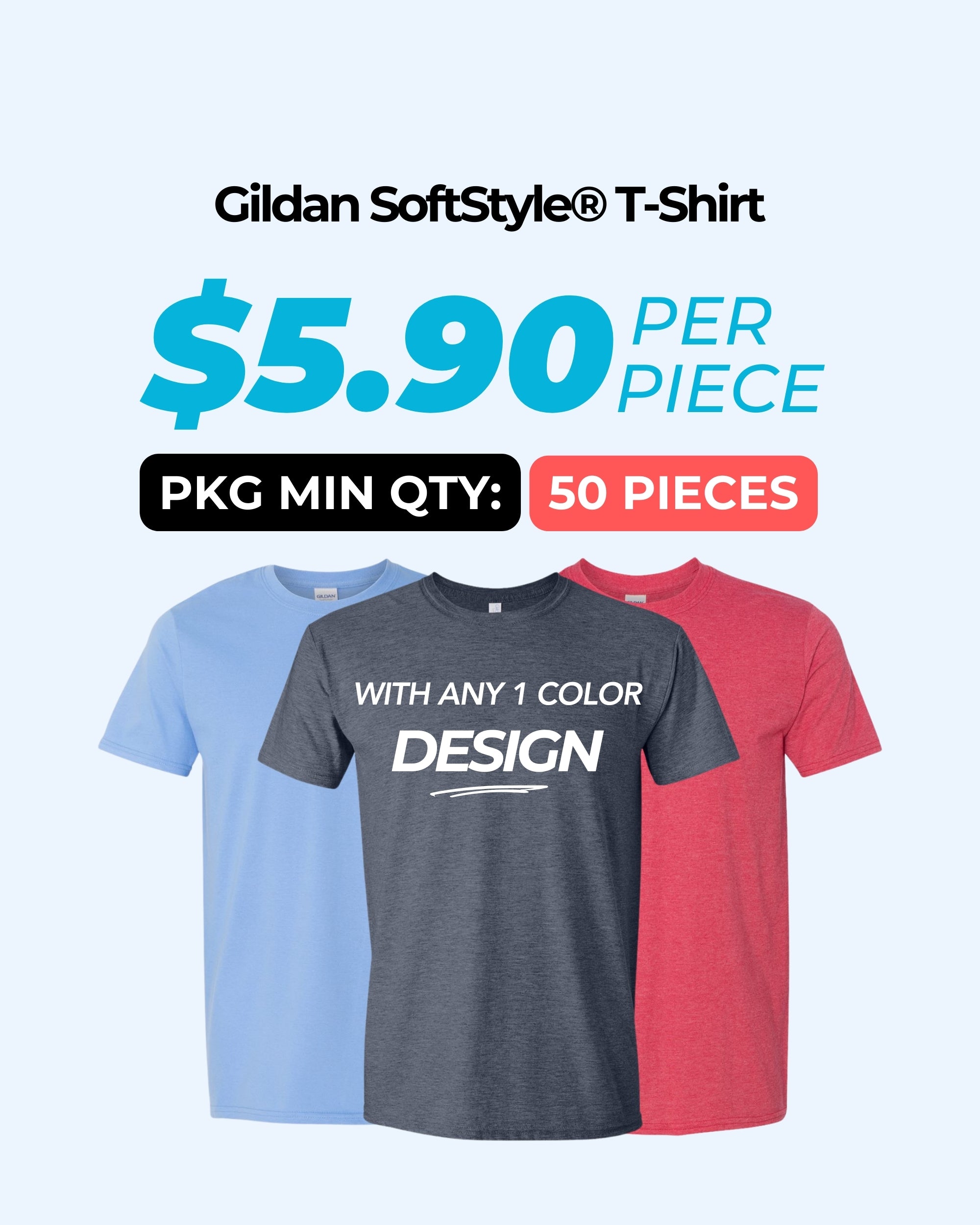 Gildan Softstyle® 64000 T-Shirt Package (50 Pieces)