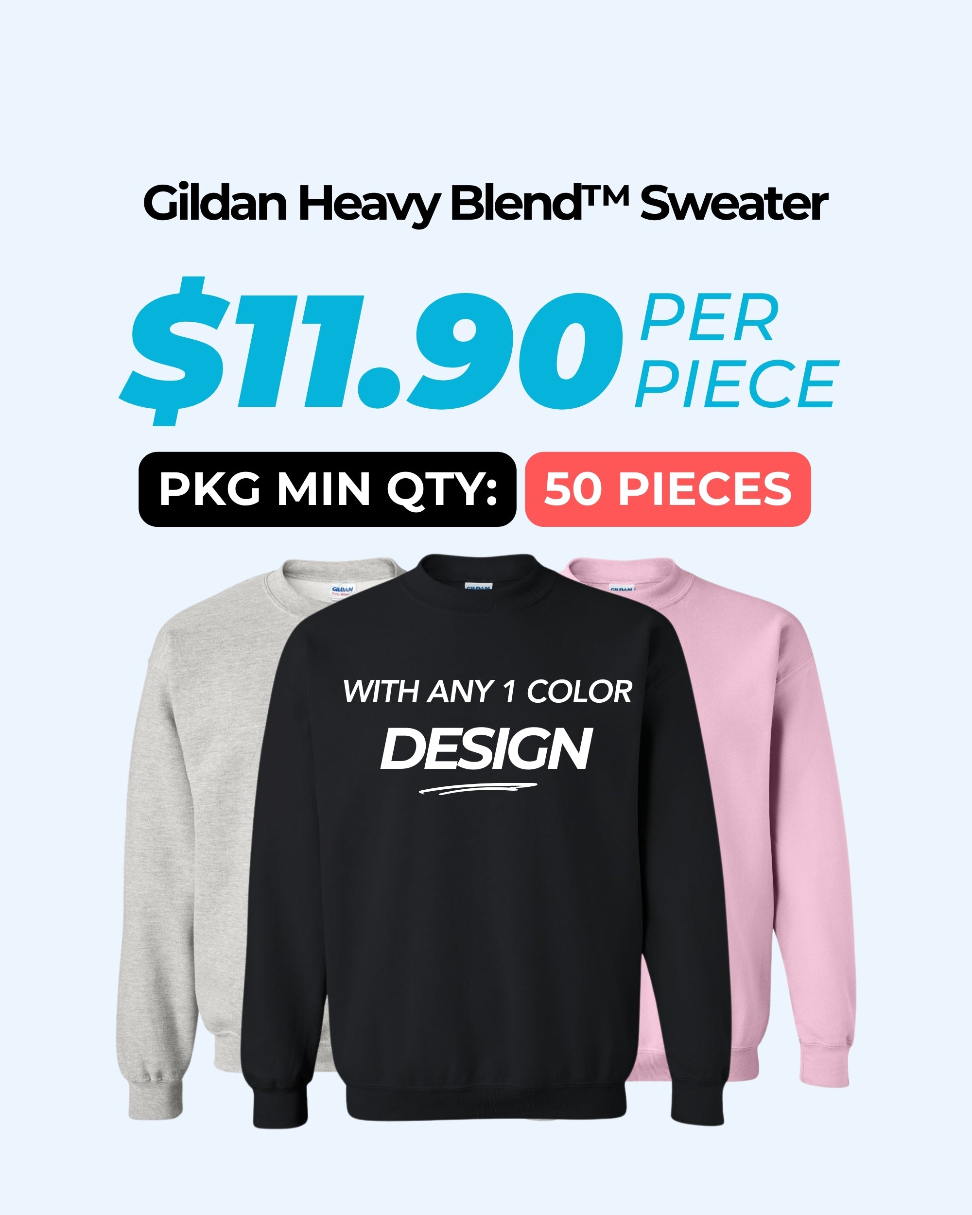 Gildan Heavy Blend™ 18000 Sweater Package (50 Pieces)