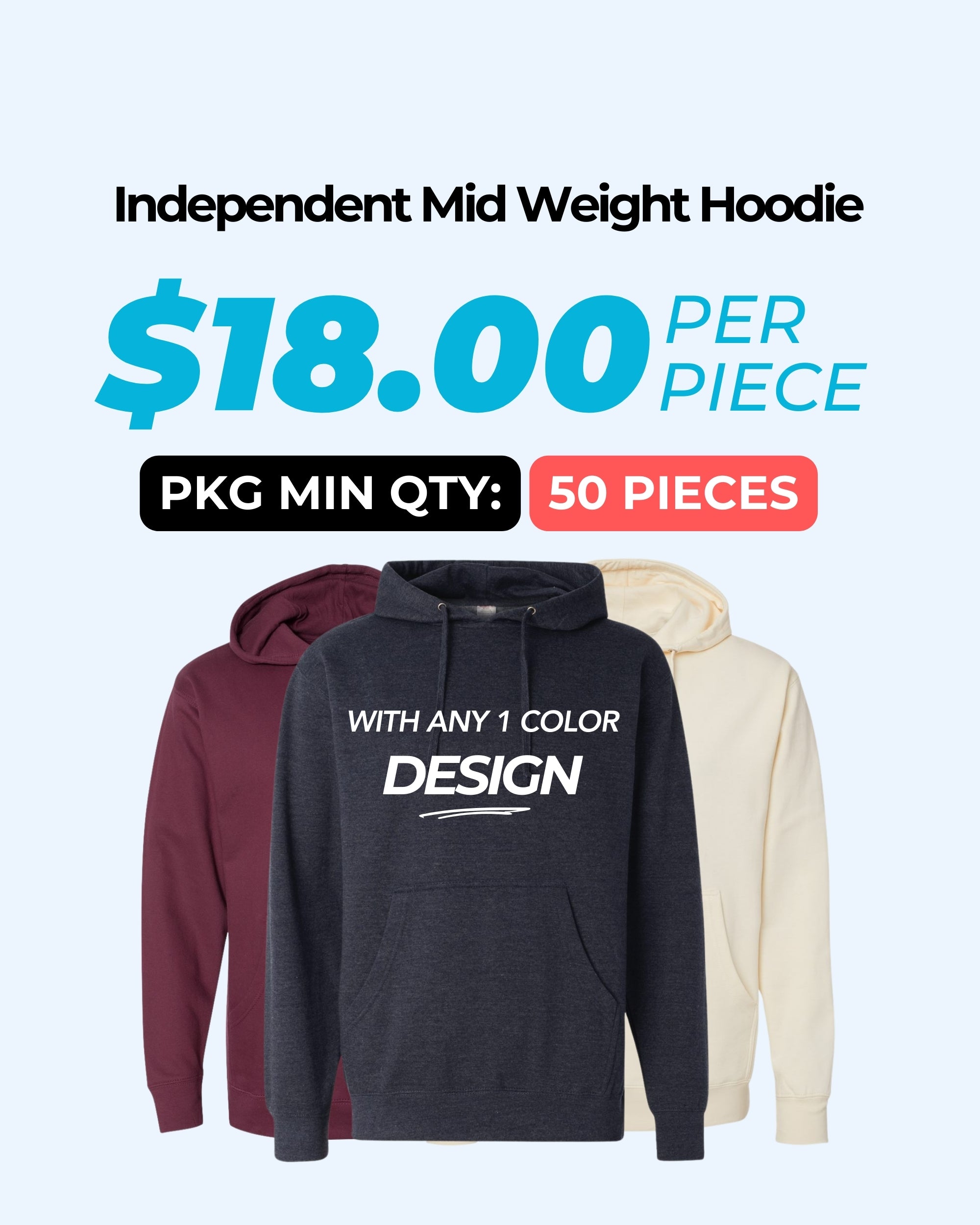 Independent Midweight SS4500 Hoodie Package (50 Pieces)