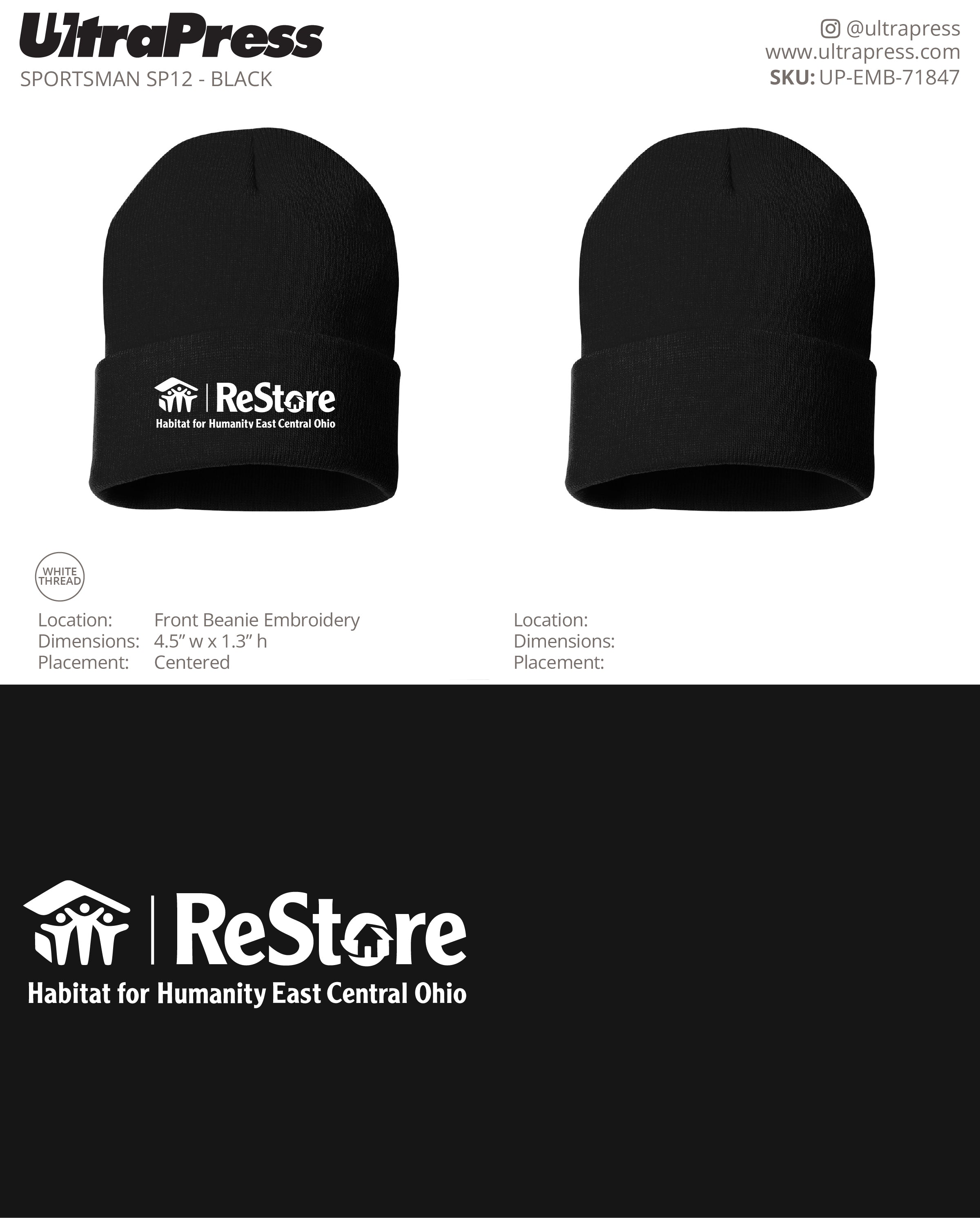 UP-EMB-71847 ReStore Beanies - Kevin Miller 50 Min Qty (Bulk)