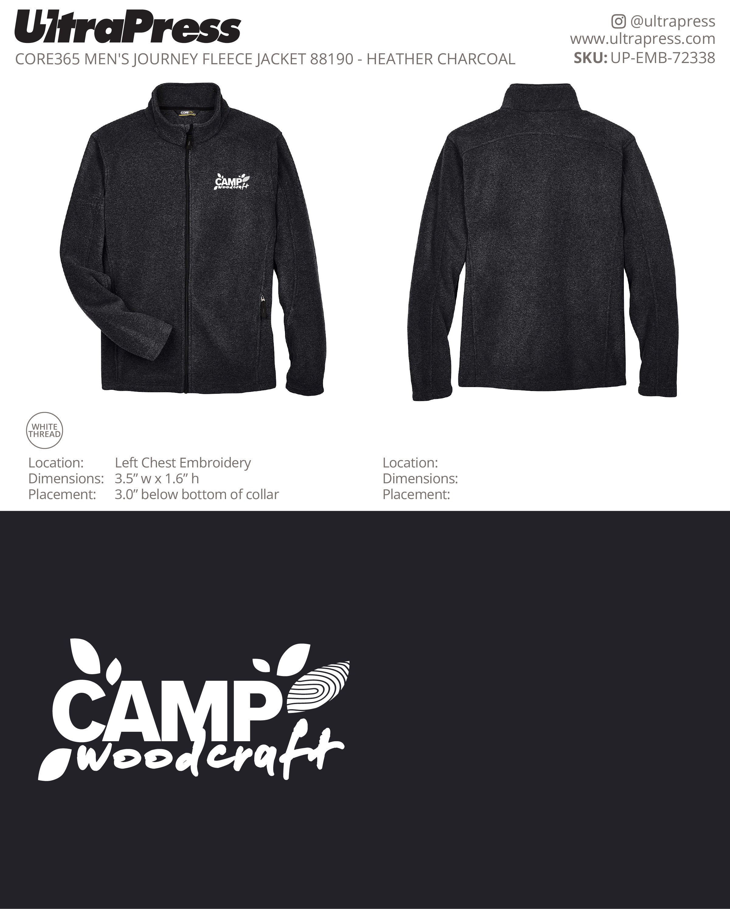 UP-EMB-72338 Camp Woodcraft Embroidered Logo - Israel Serna 150 Min Qty (Bulk)