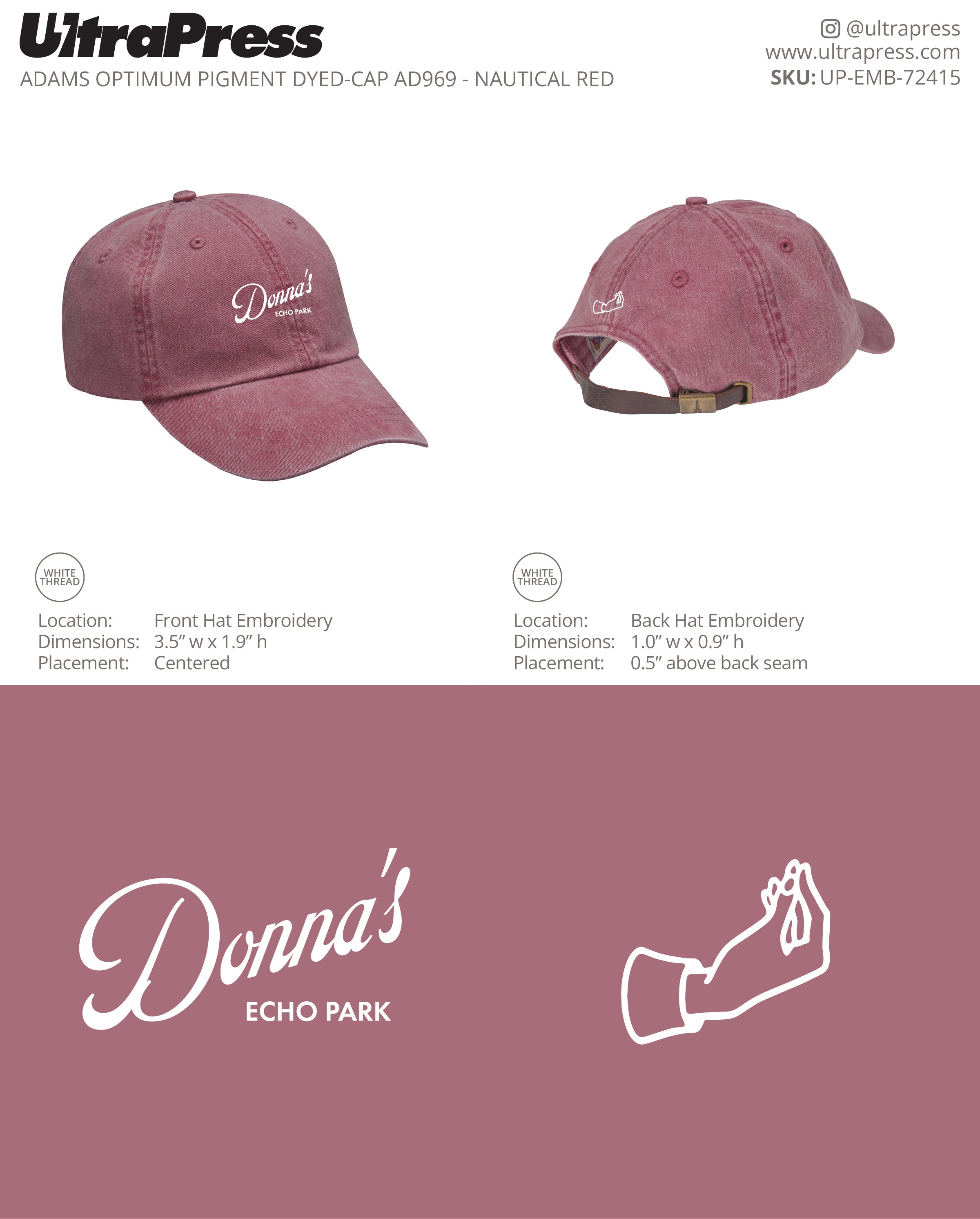 UP-EMB-72415 Donna's Dad Hat Echo Park 144 Min Qty (Bulk)