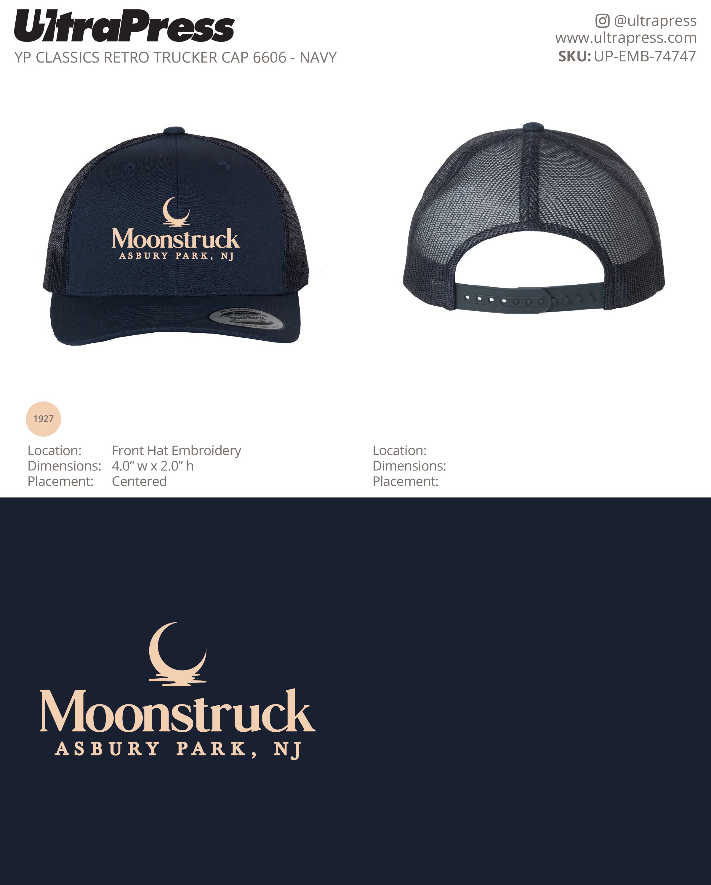 UP-EMB-74747 Moonstruck Restaurant Trucker Hats - Vincent Costa 72 Min Qty (Bulk)