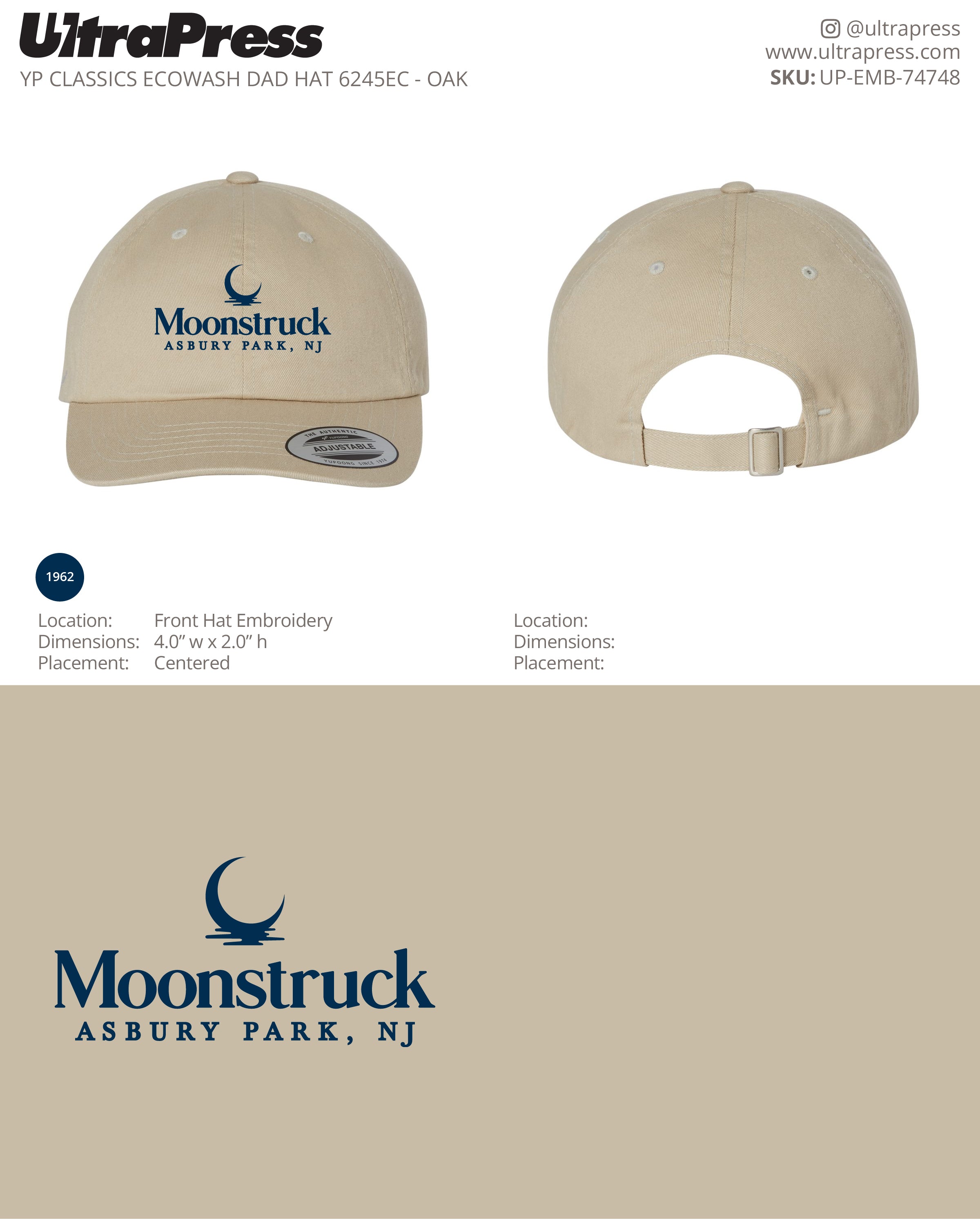 UP-EMB-74748 Moonstruck Restaurant Dad Hats - Vincent Costa 72 Min Qty (Bulk)