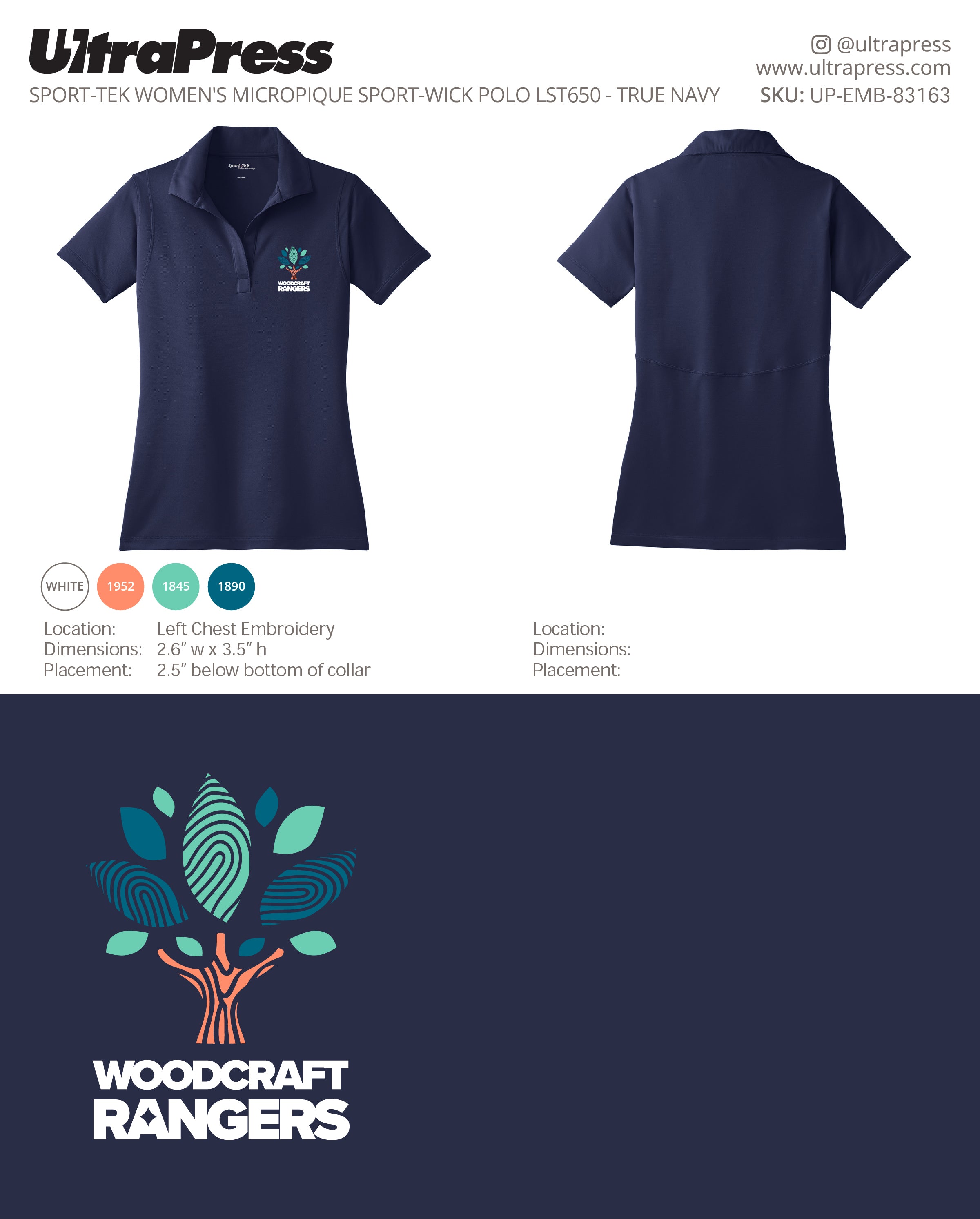 UP-EMB-83163 Woodcraft Rangers Polo 2026 - Full Color (Bulk)