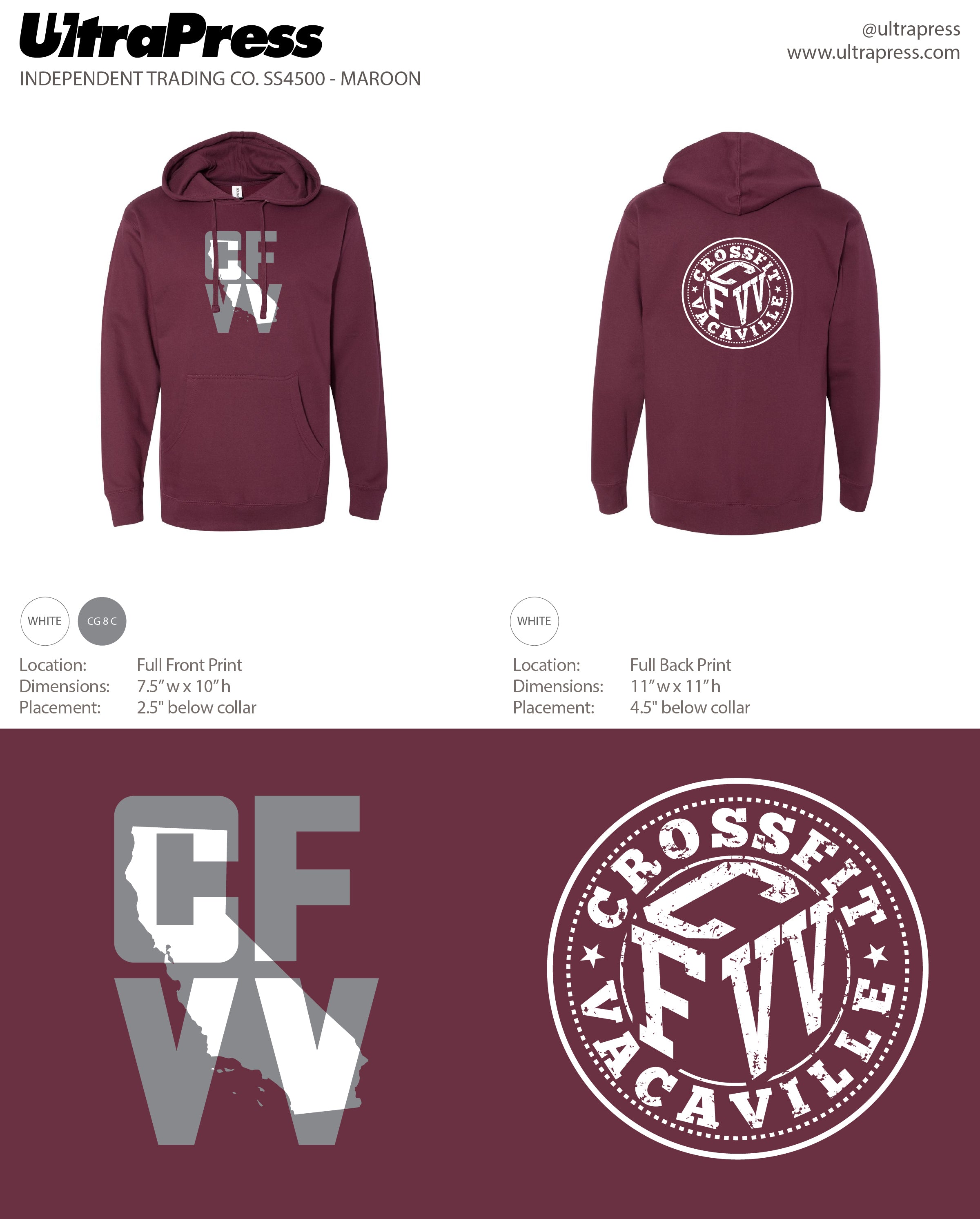 UP-SP-65786 CrossFit Vacaville CFVV Hoodie 2023 (Bulk 72 Min Qty)