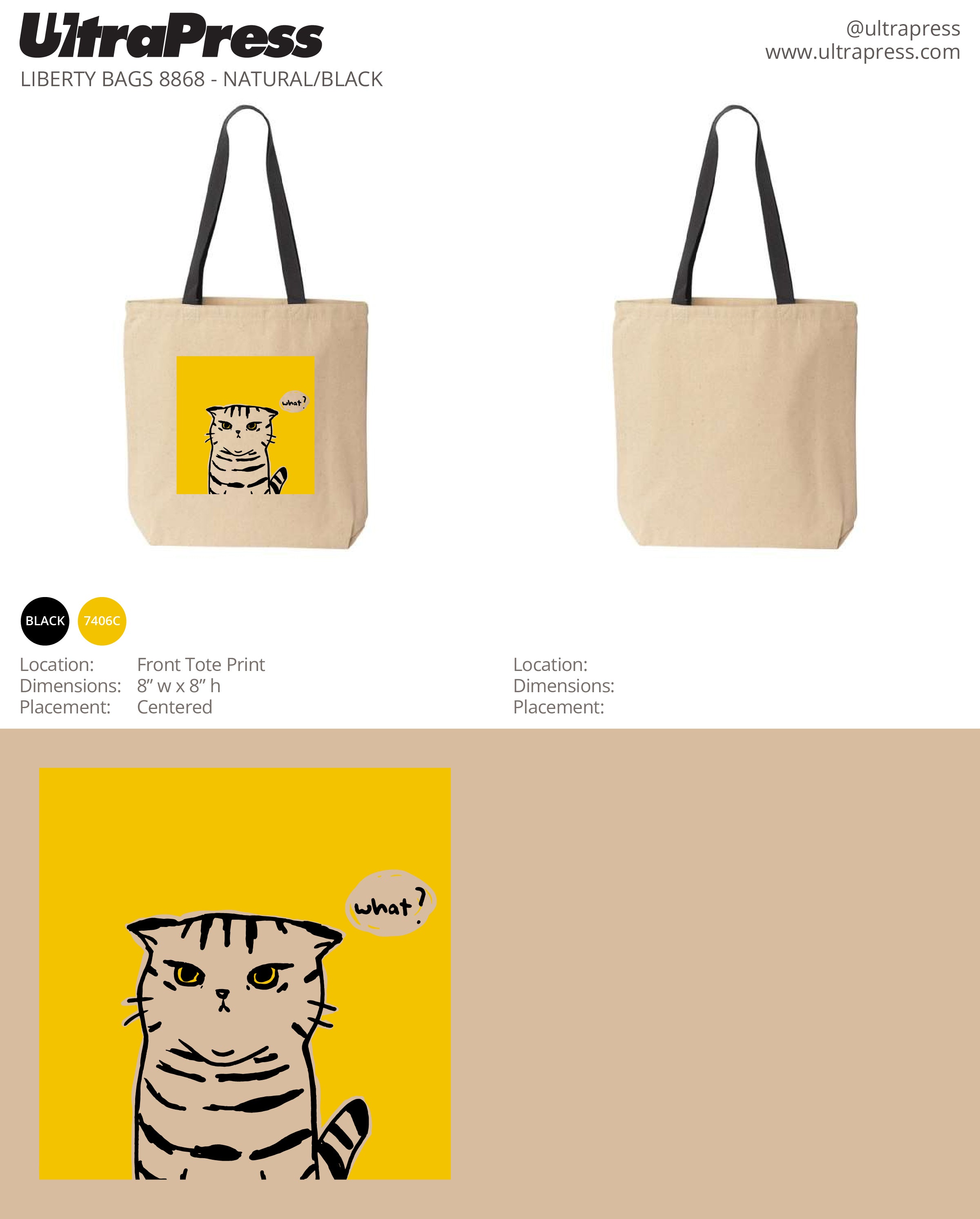 UP-SP-67282 Cat Tote Bags - 75 Min Qty (BULK)