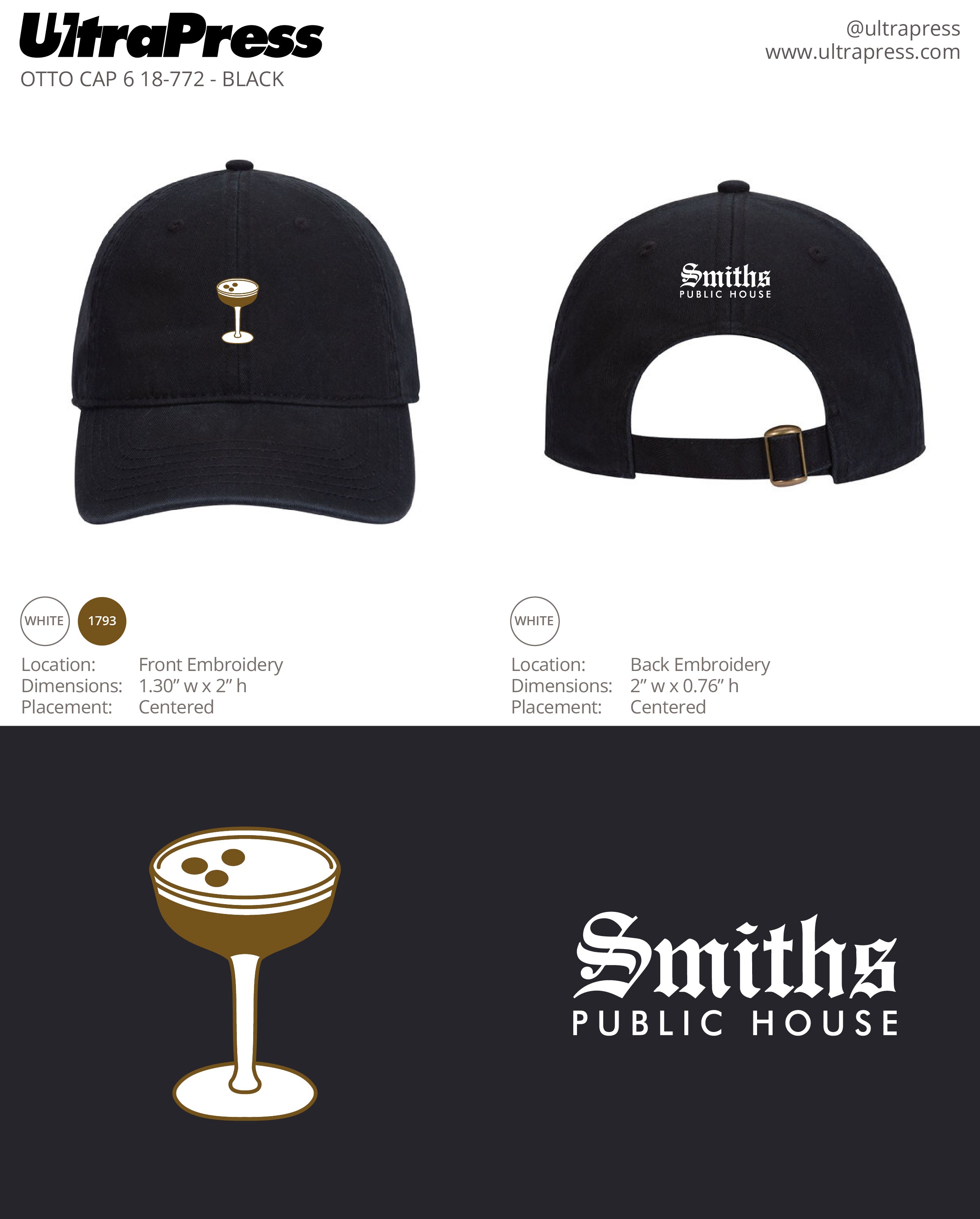 UP-EMB-67308 Smiths Espresso Martini Dad Hats - 48 Min Qty (BULK)