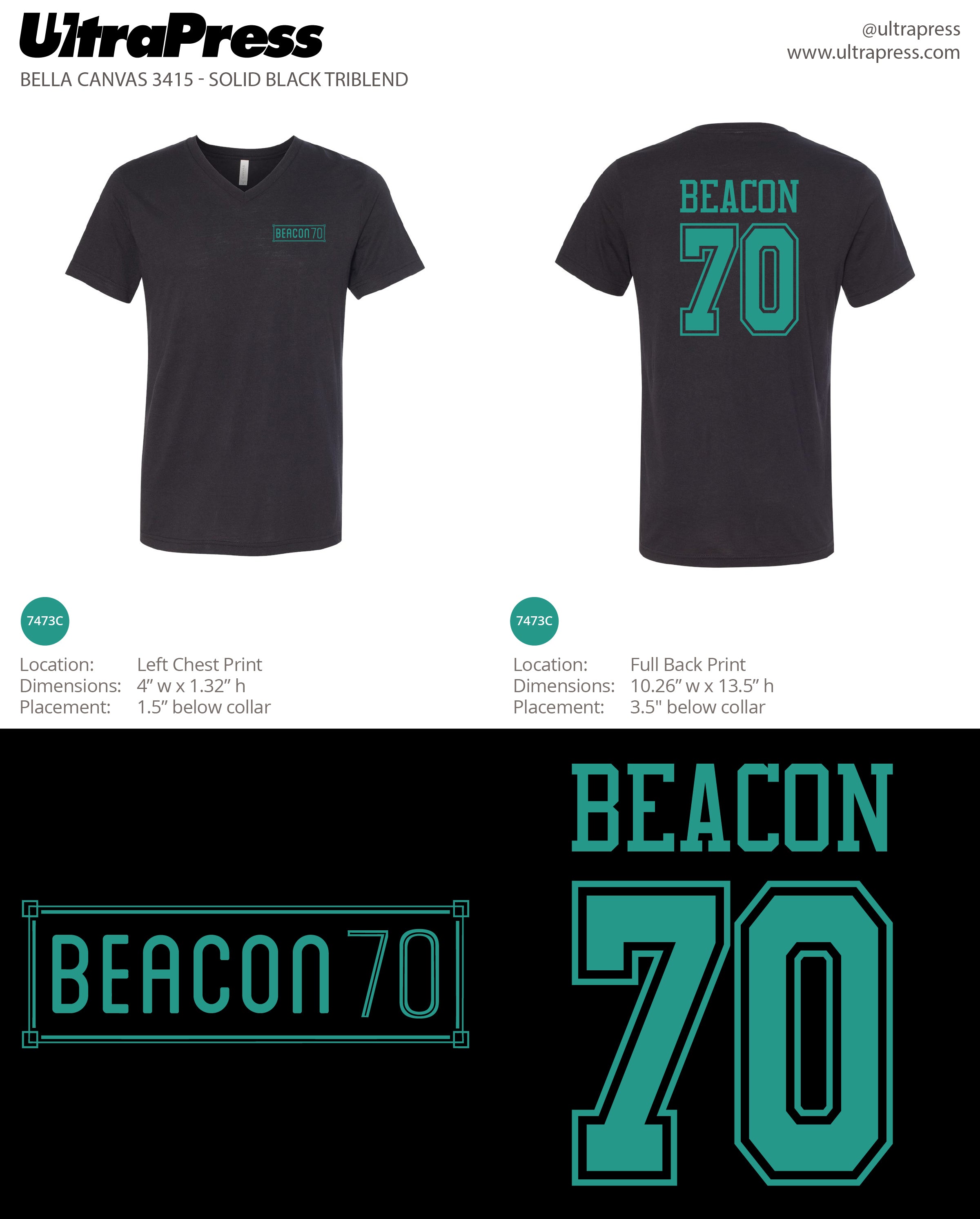 UP-SP-64708 Beacon 70 Teal Logo (Unisex) 2024 - 48 Min Qty (BULK)