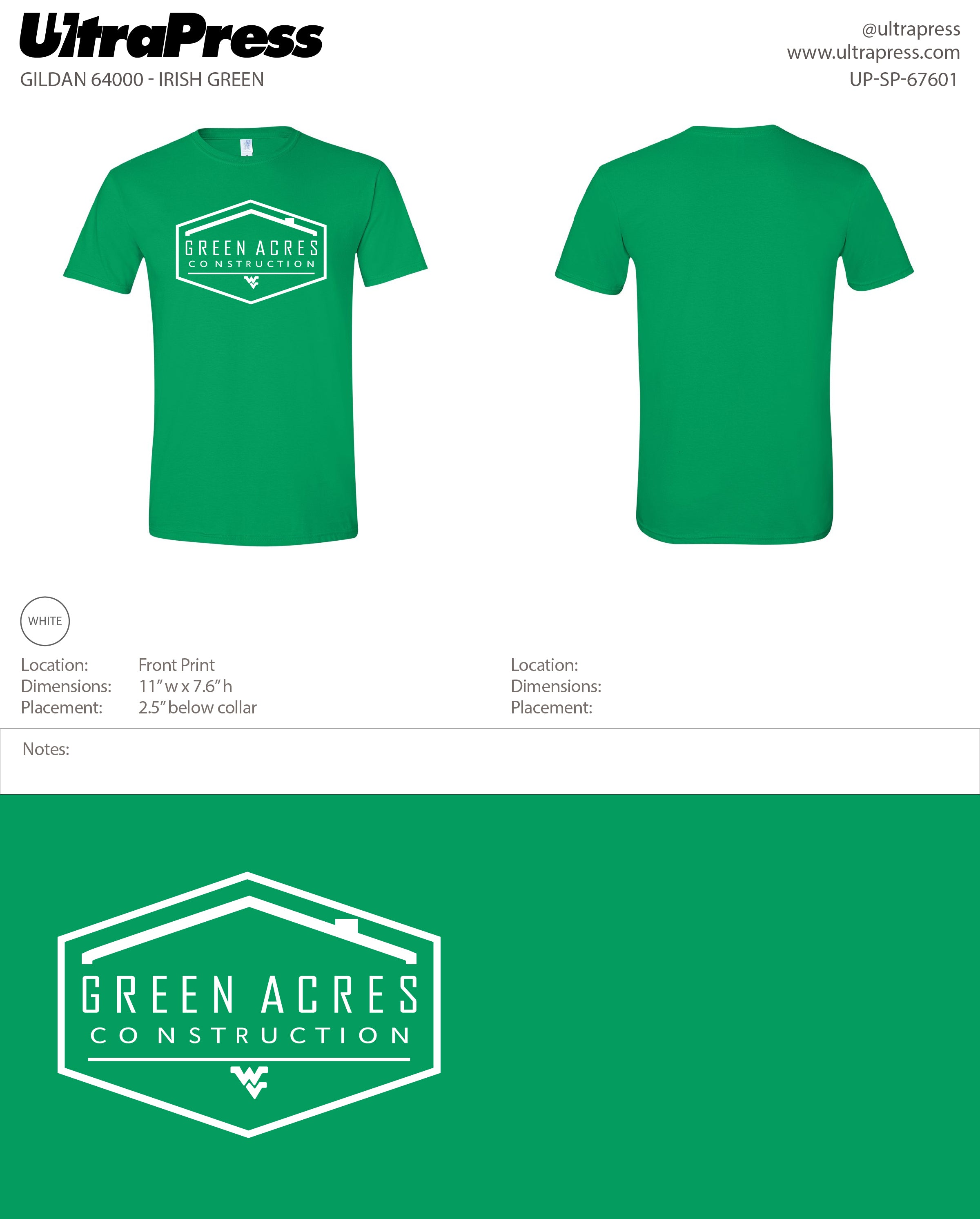 UP-SP-67601 Green Acres Construction - Levi Bland 100 Min Qty (Bulk)