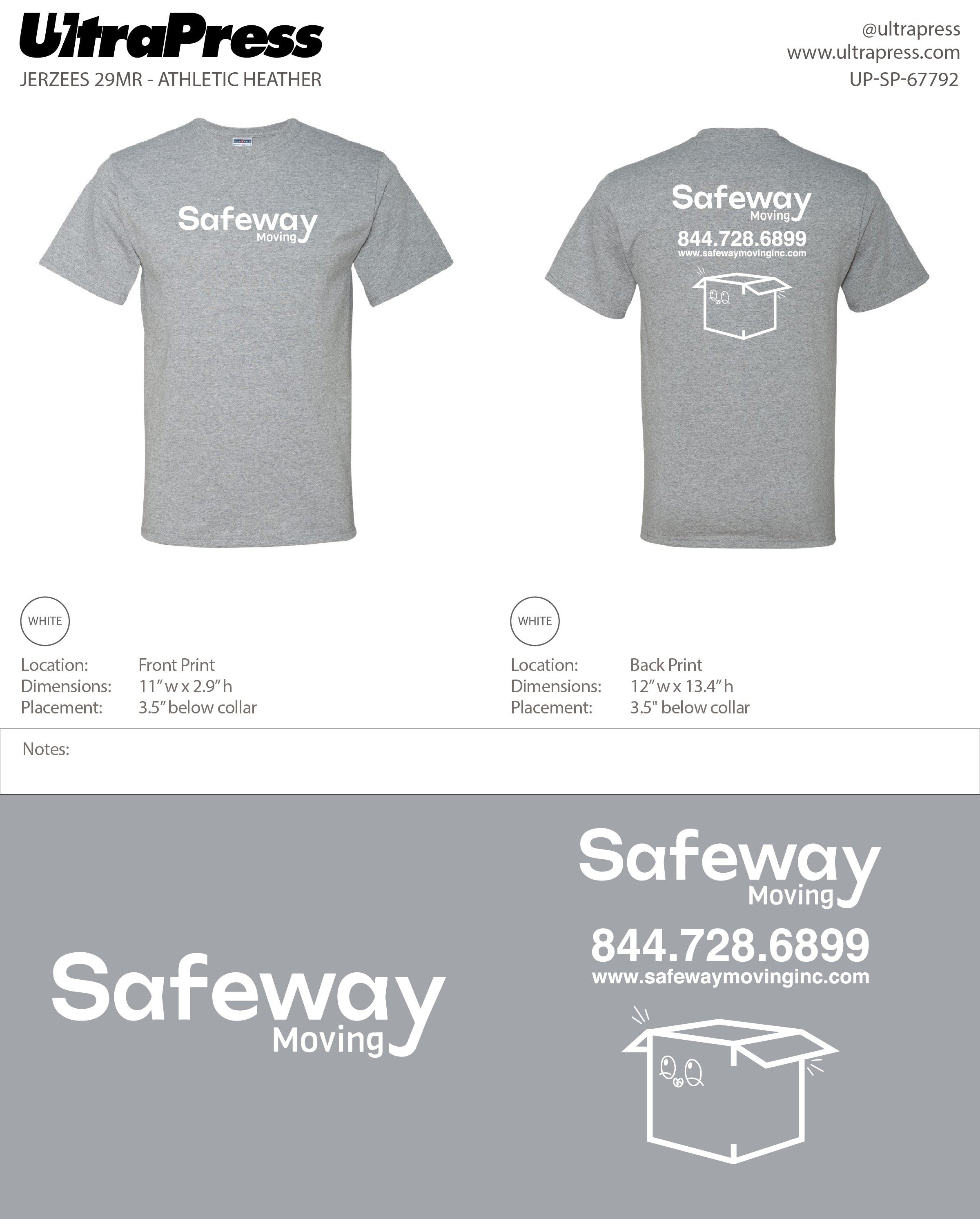 UP-SP-67792 Safeway Moving - Jerzees 50/50 Tee - 100 Min Qty (Bulk)