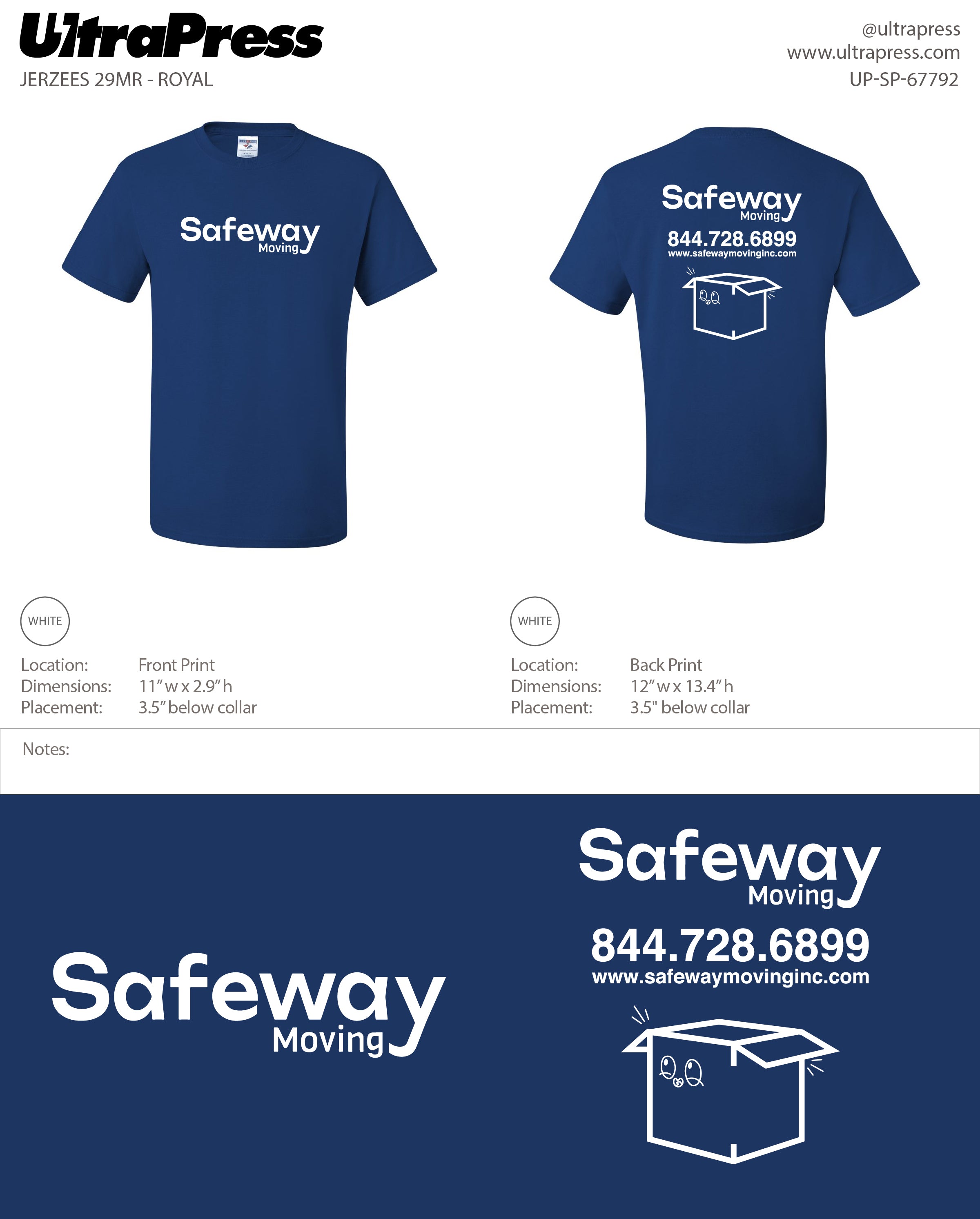 UP-SP-67792 Safeway Moving - Jerzees 50/50 Tee - 100 Min Qty (Bulk)